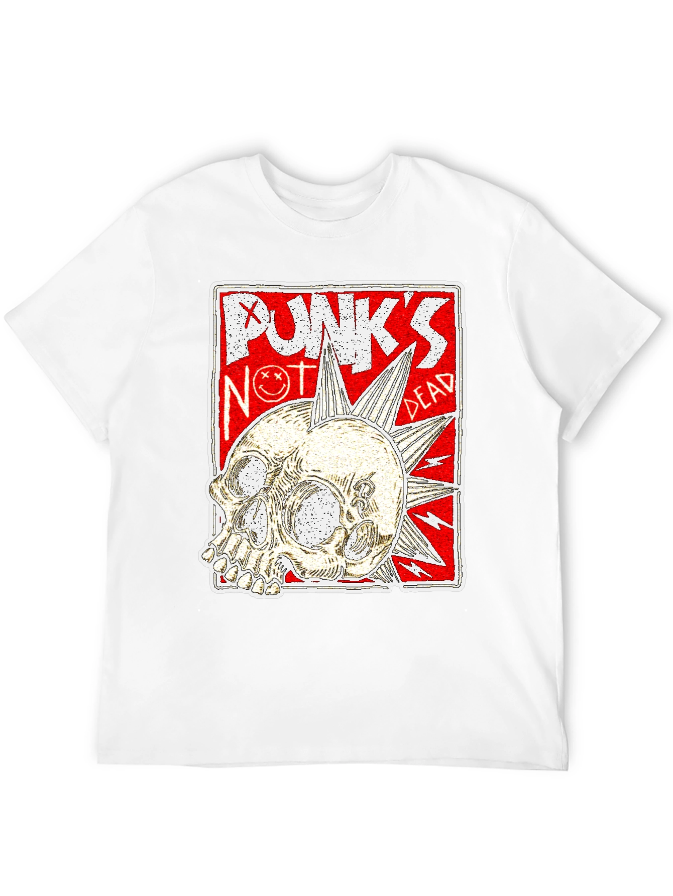 Black Punk's Not Dead Skull Graphic Tee - Black view 12