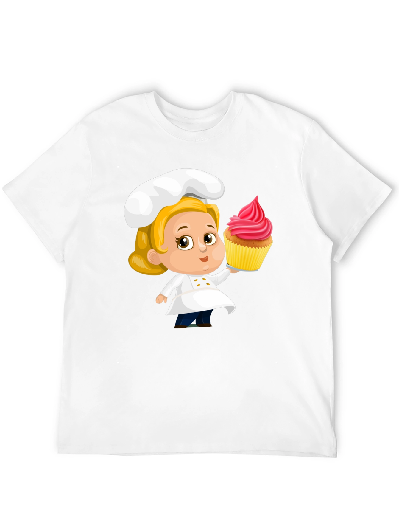 Black Chef Cupcake Cartoon T-Shirt - Cute & Fun Design view 12