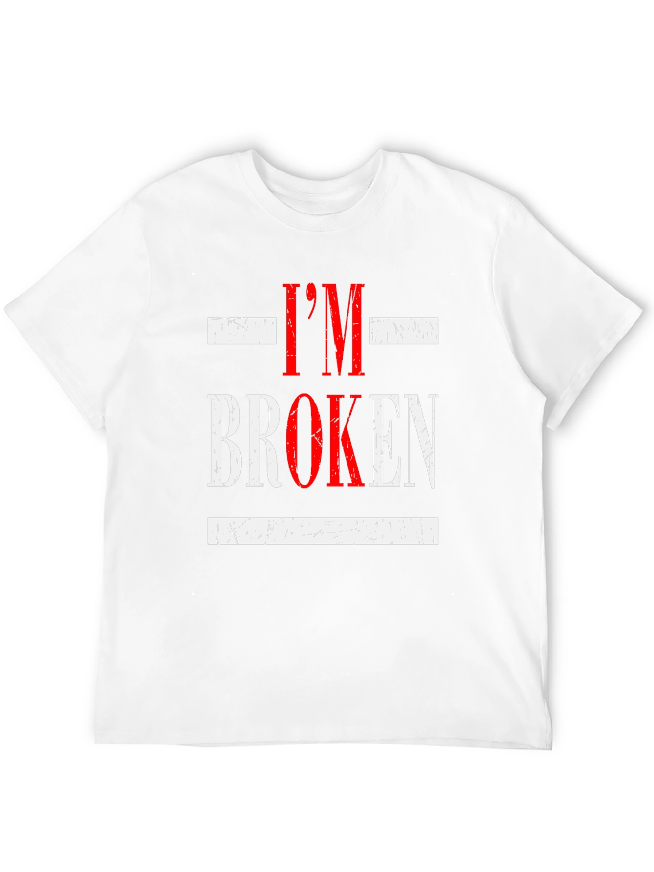Black I'm Broken Graphic Tee - Distressed Design, Casual Wear view 12
