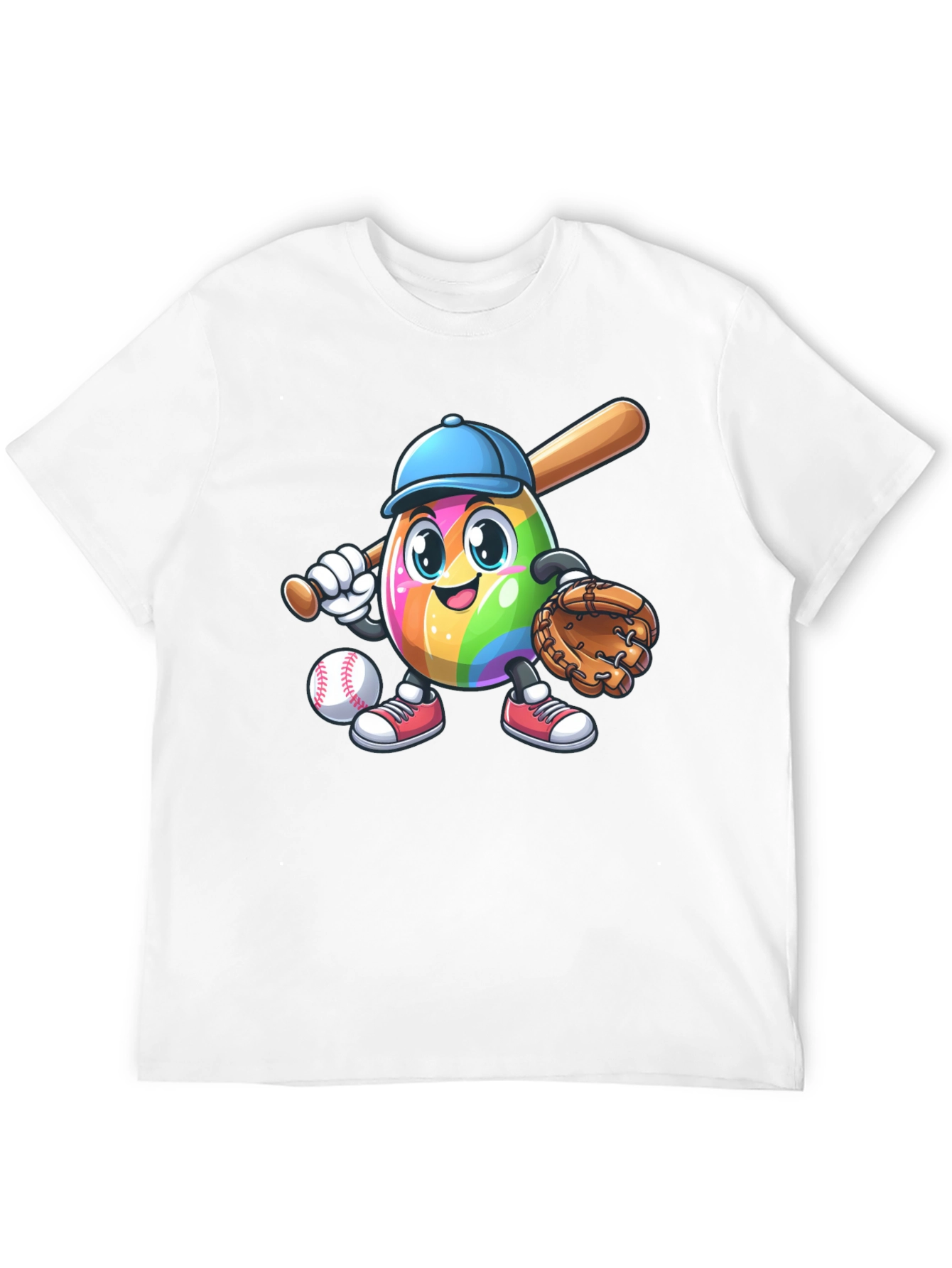 Black Rainbow Baseball Egg T-Shirt view 12
