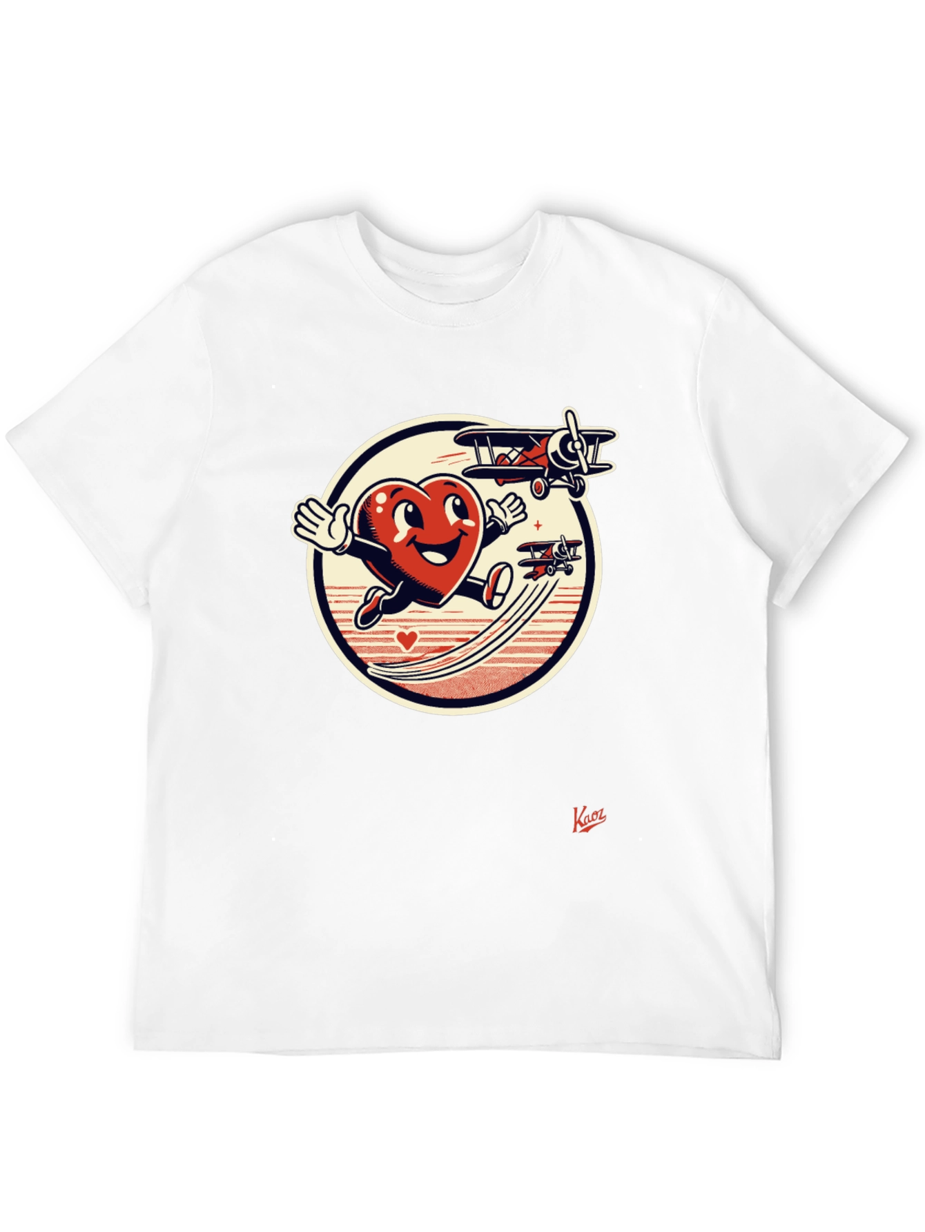 Black Cartoon Heart Airplane T-Shirt view 12