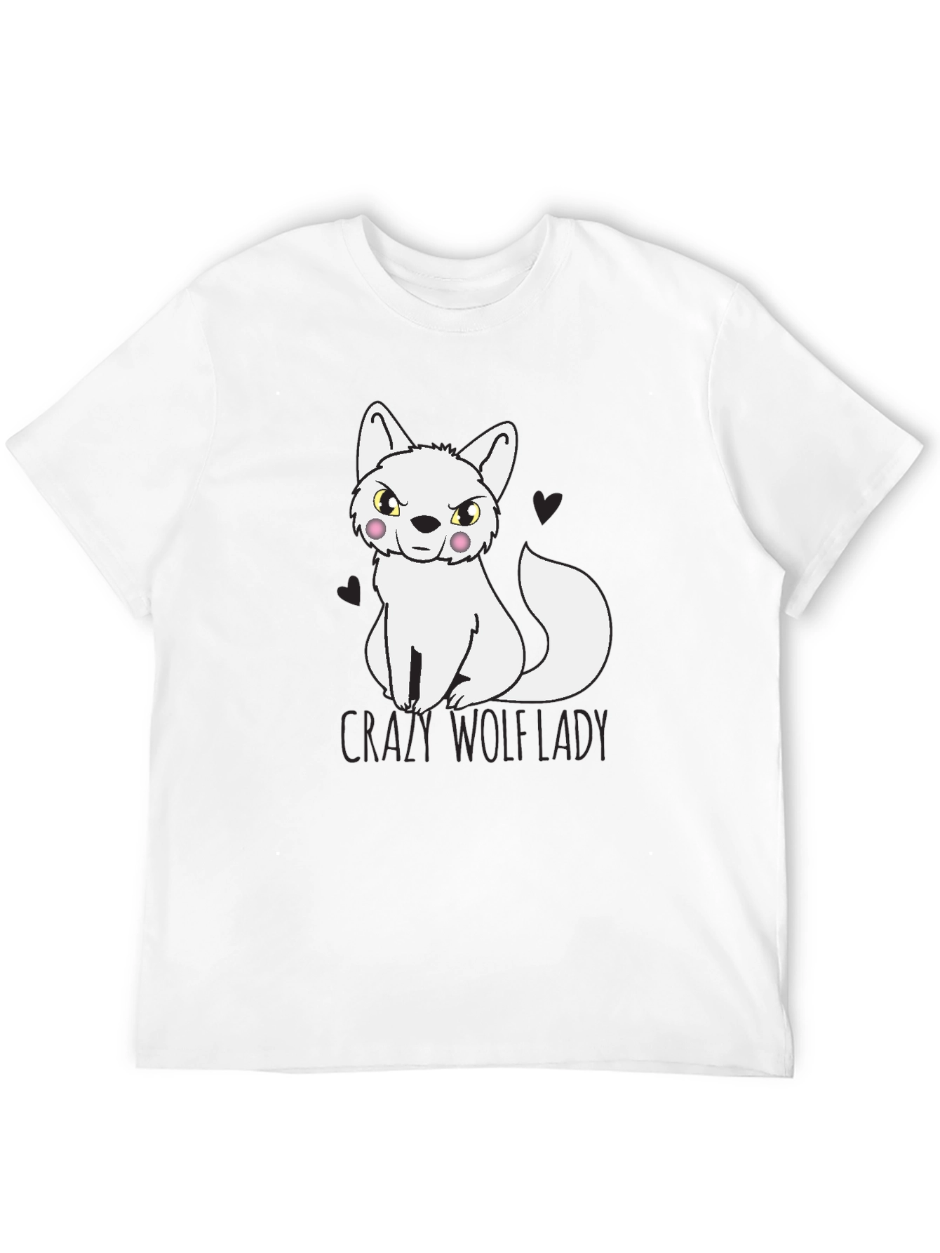 Black Crazy Wolf Lady T-Shirt - Novelty Tee view 12