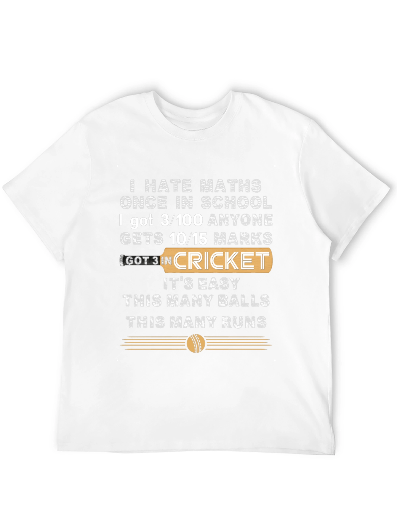 Black I Hate Maths Cricket T-Shirt view 12