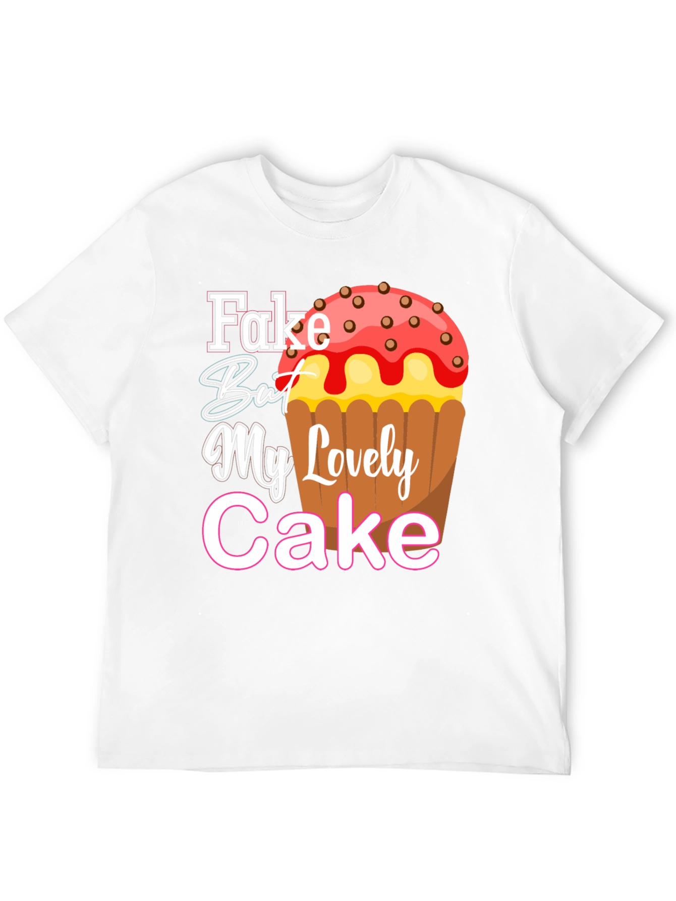 Black Fake But My Lovely Cake Black Graphic Tee view 12