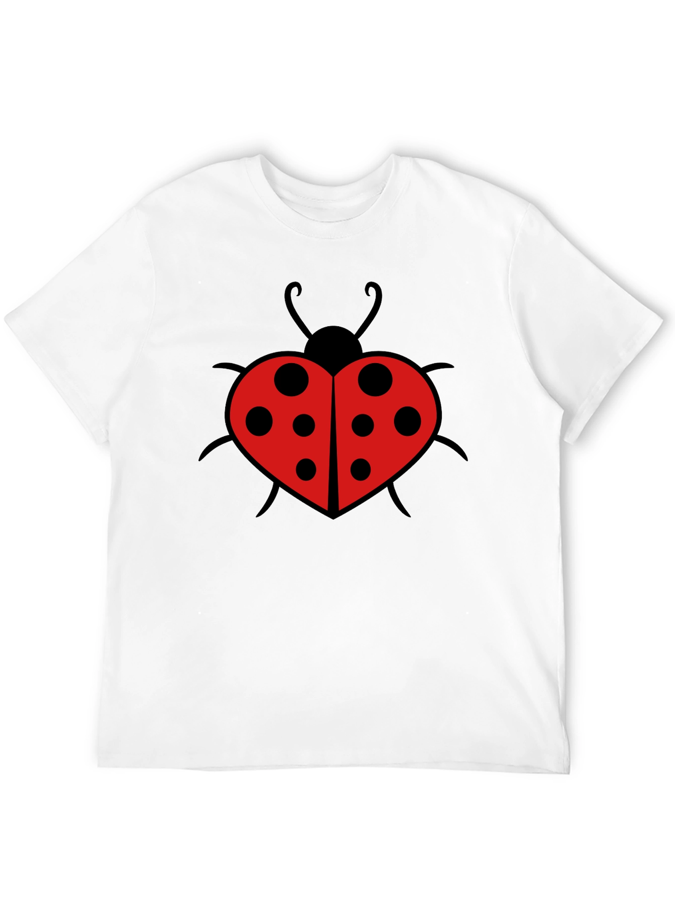 Black Ladybug Heart Graphic Tee - Black Cotton T-Shirt view 12