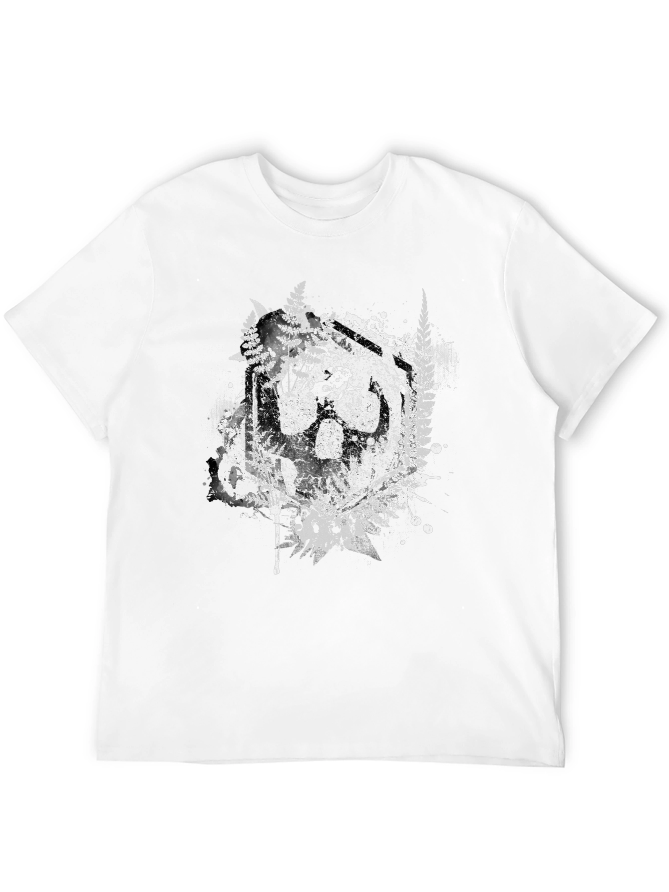 Black Nature Wolf Paw Print Graphic Tee - Black view 12
