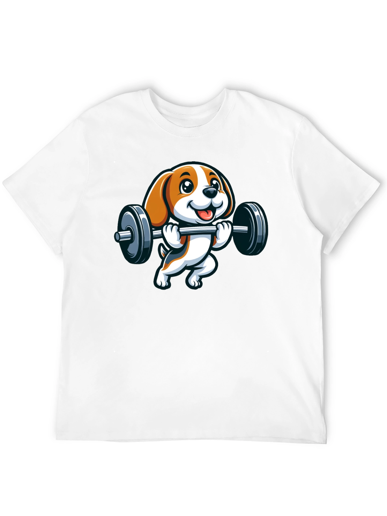 Black Cute Dog Lifting Weights Graphic T-Shirt view 12