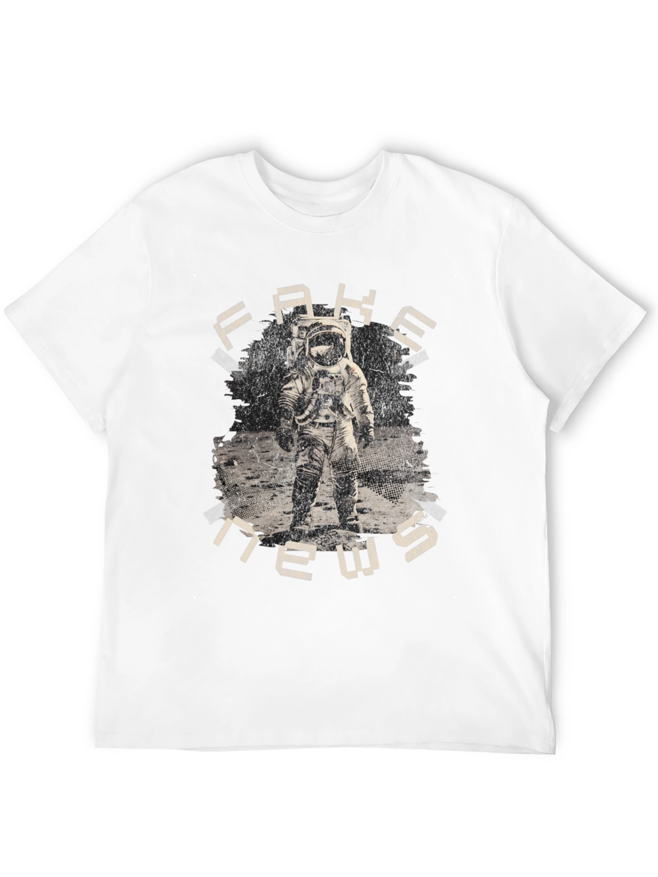 Black Fake News Astronaut Graphic T-Shirt view 12