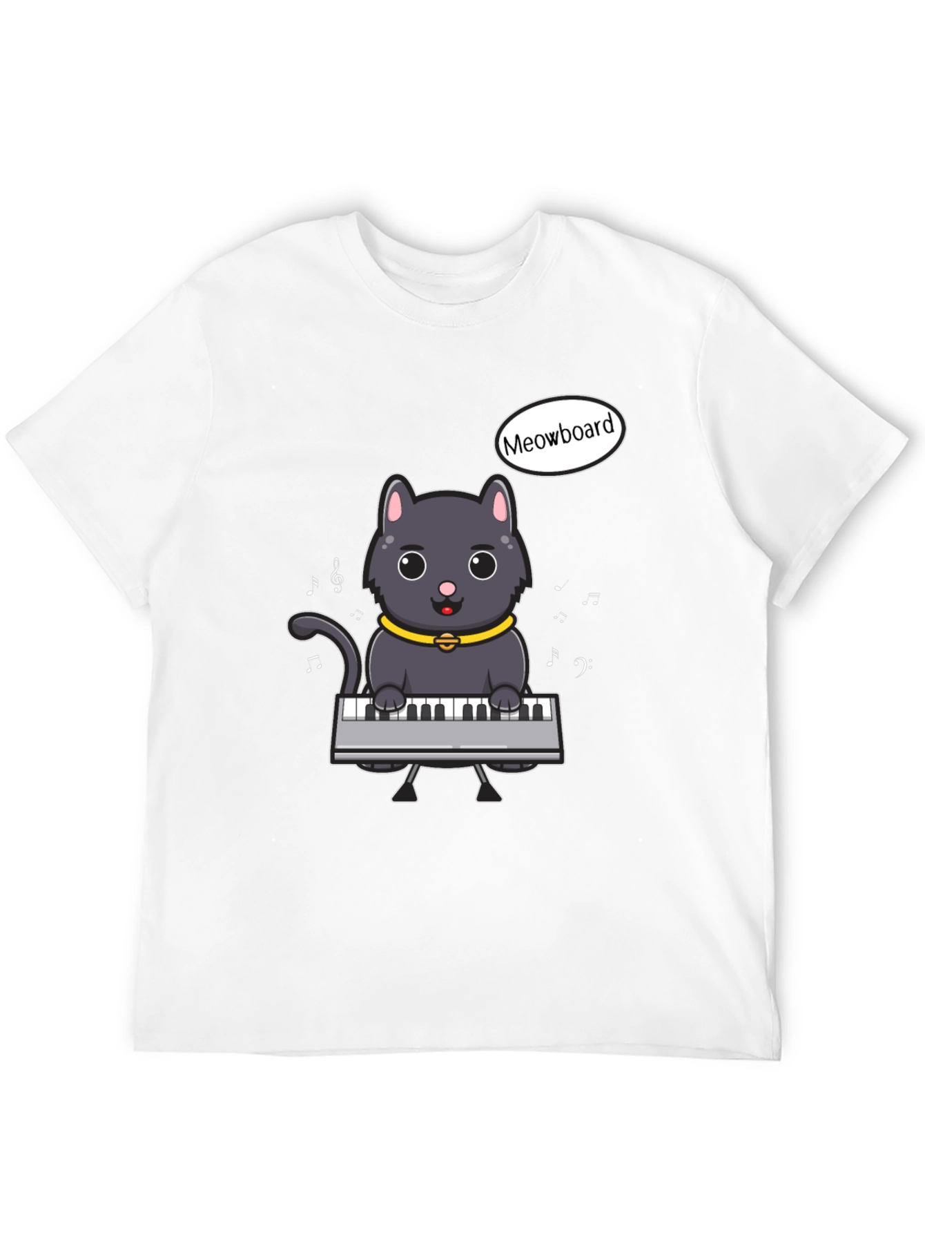 Black Meowboard Cat Musician T-Shirt view 12