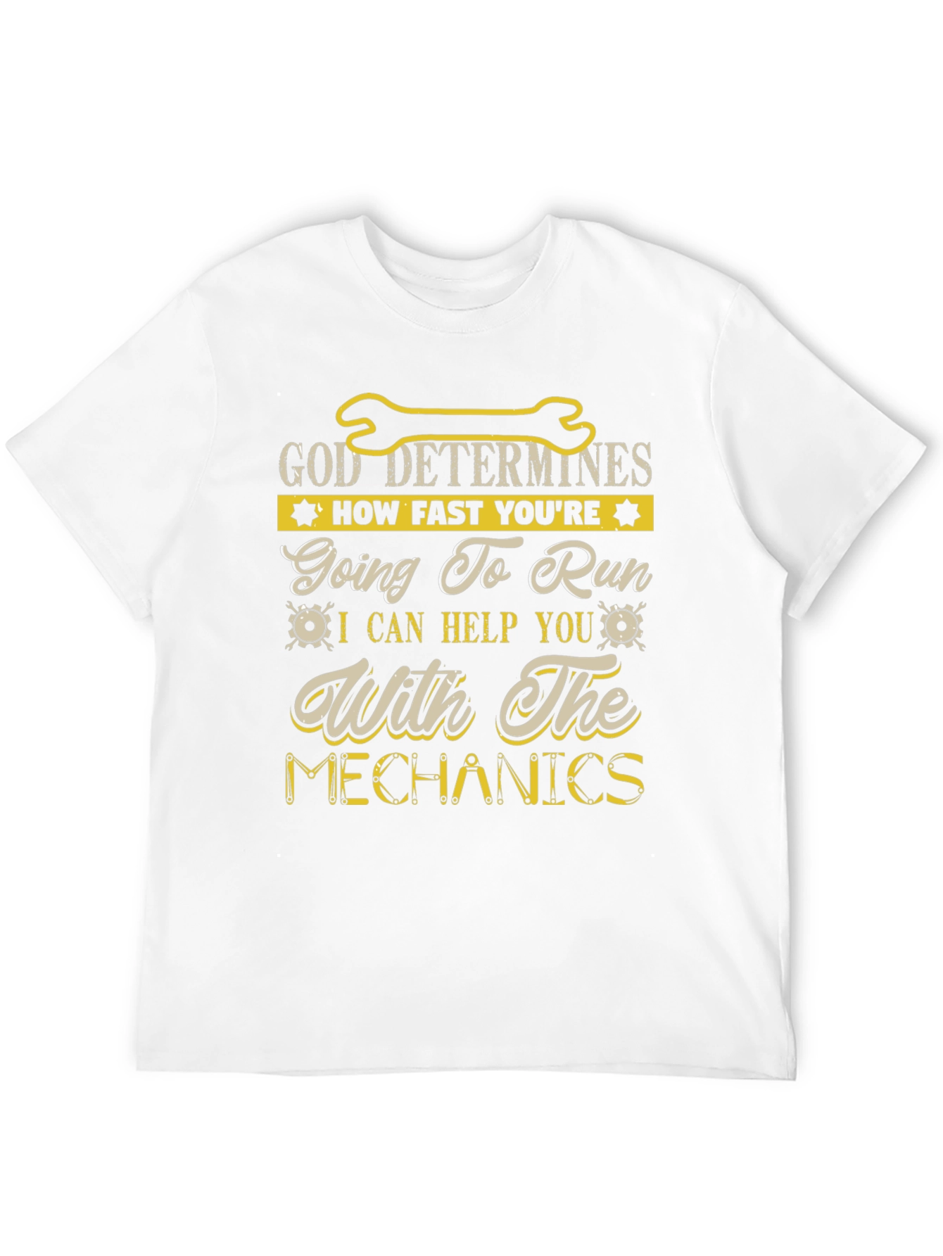 Black God Determines Mechanics Humor T-Shirt view 12