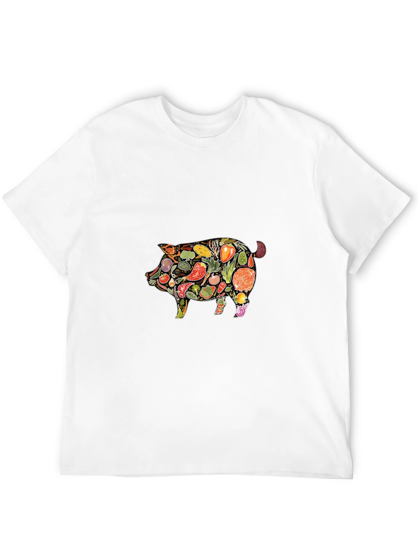 Black Veggie Pig Graphic T-Shirt - Unisex Black Tee view 12