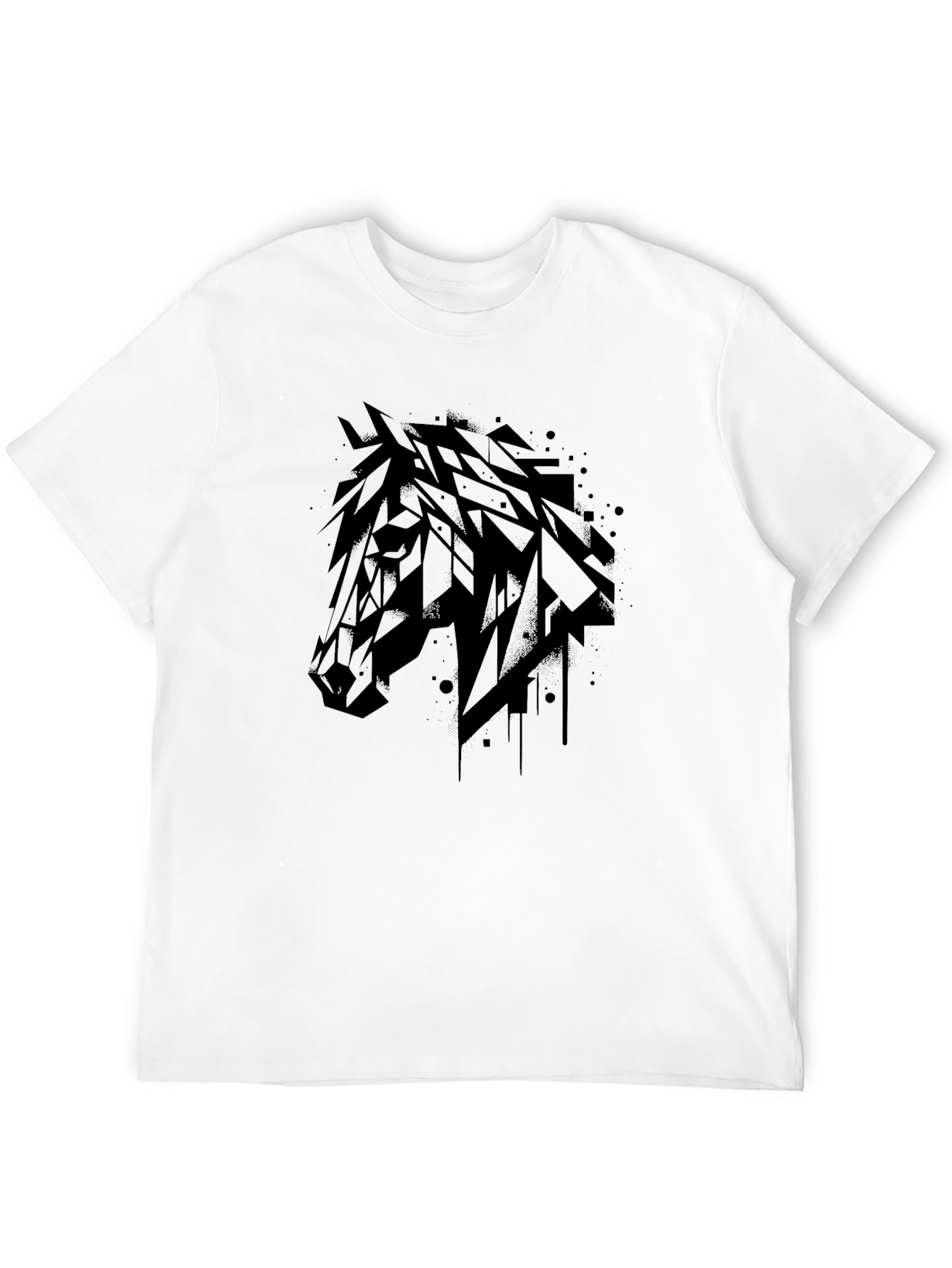 Black Abstract Horse Graphic T-Shirt - Mens Black Tee view 12