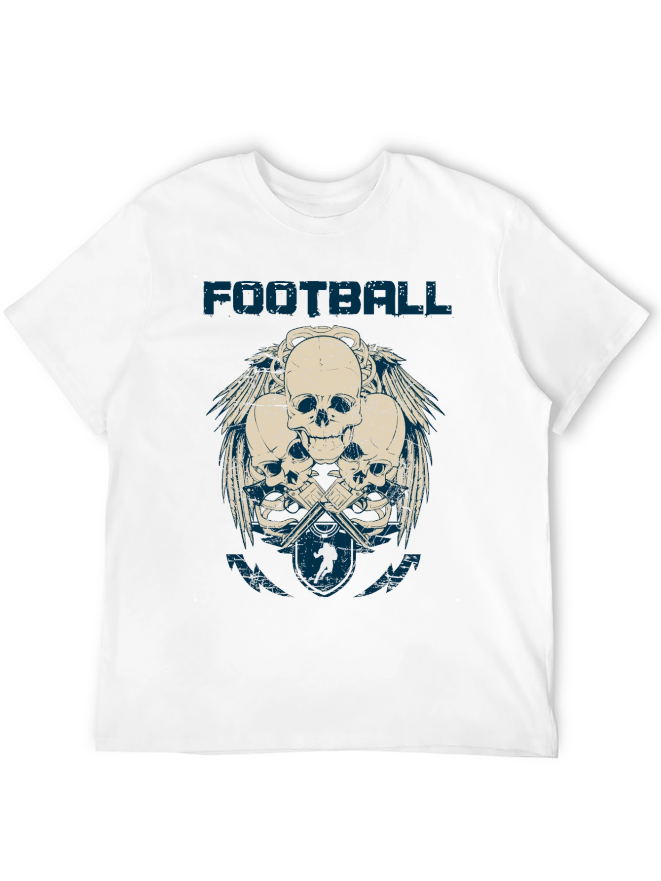 Black Football Skulls Graphic T-Shirt - Men's Casual Tee view 12