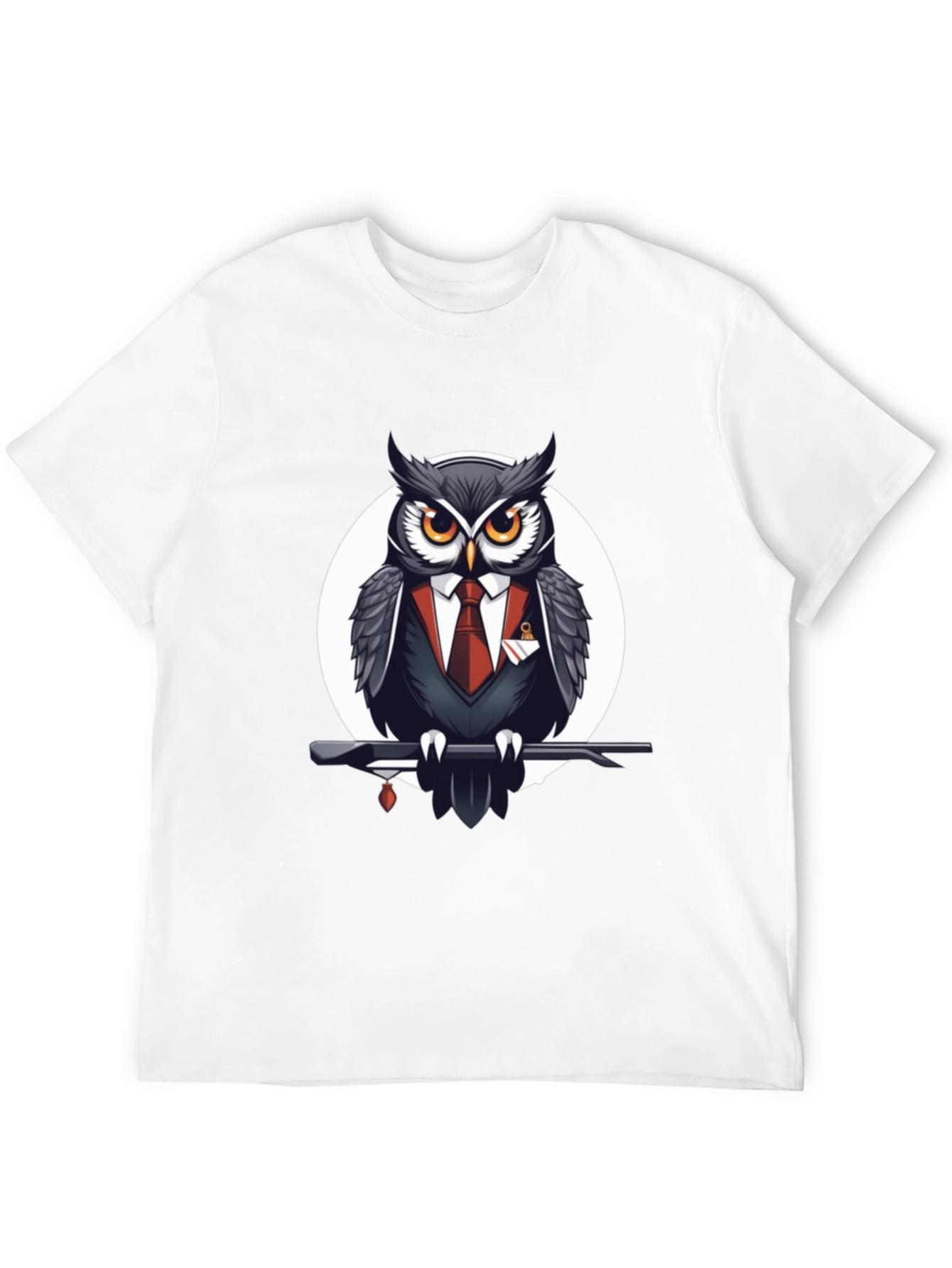 Black Owl in Suit Graphic Tee - Stylish Men's Black T-Shirt view 12