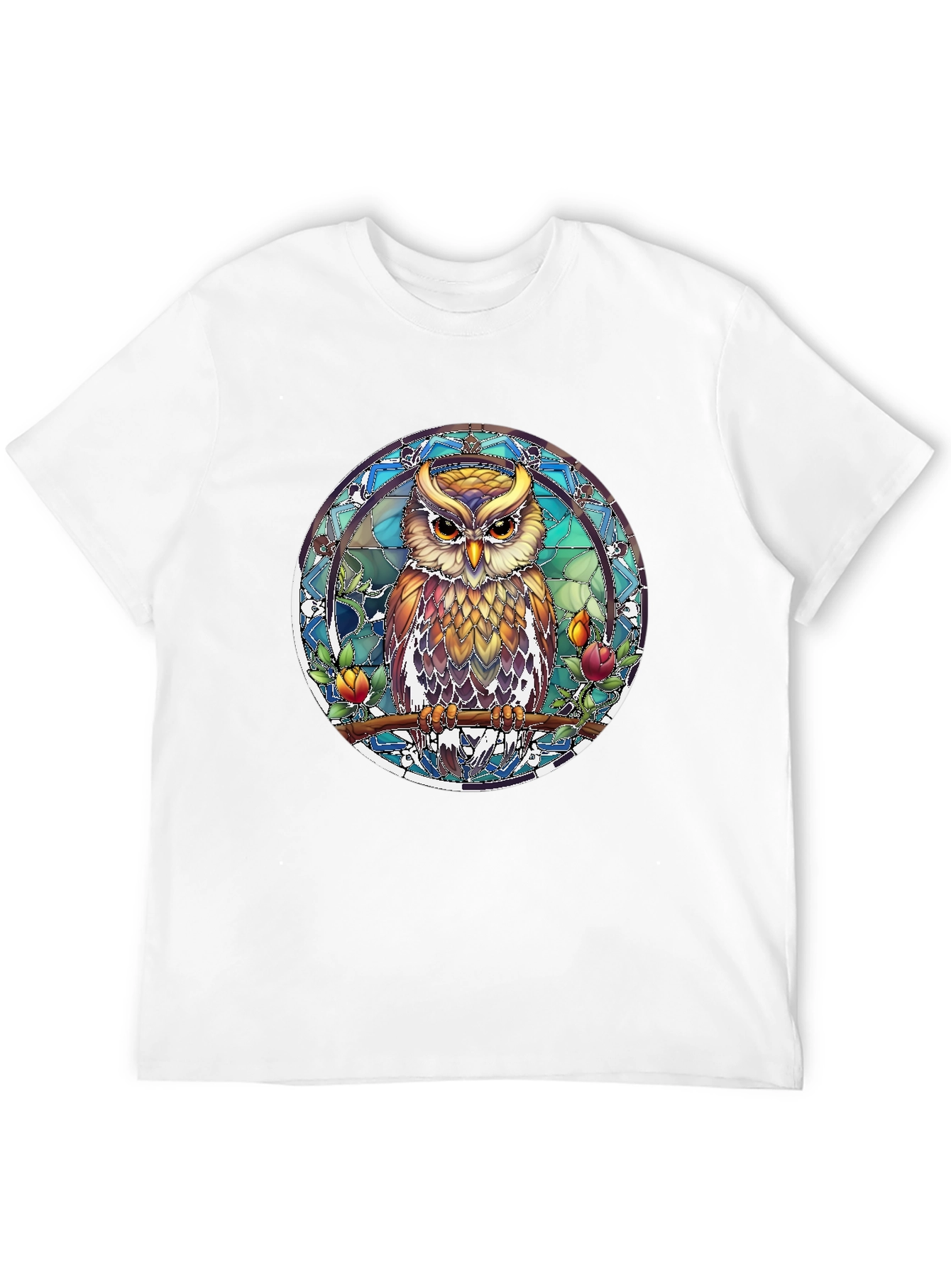 Black Owl Stained Glass Style Graphic Tee view 12
