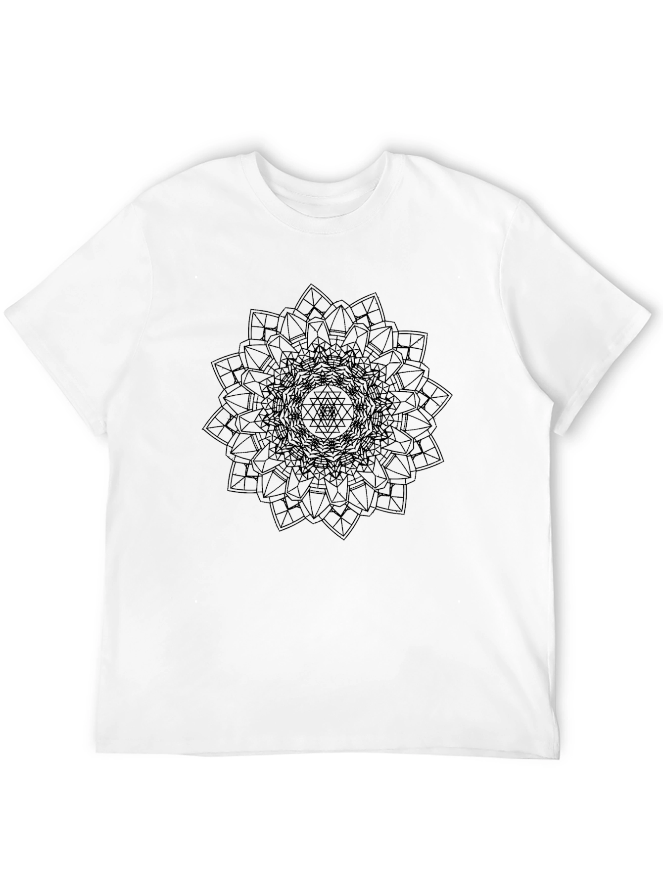 Black Geometric Mandala Graphic Black T-Shirt view 12