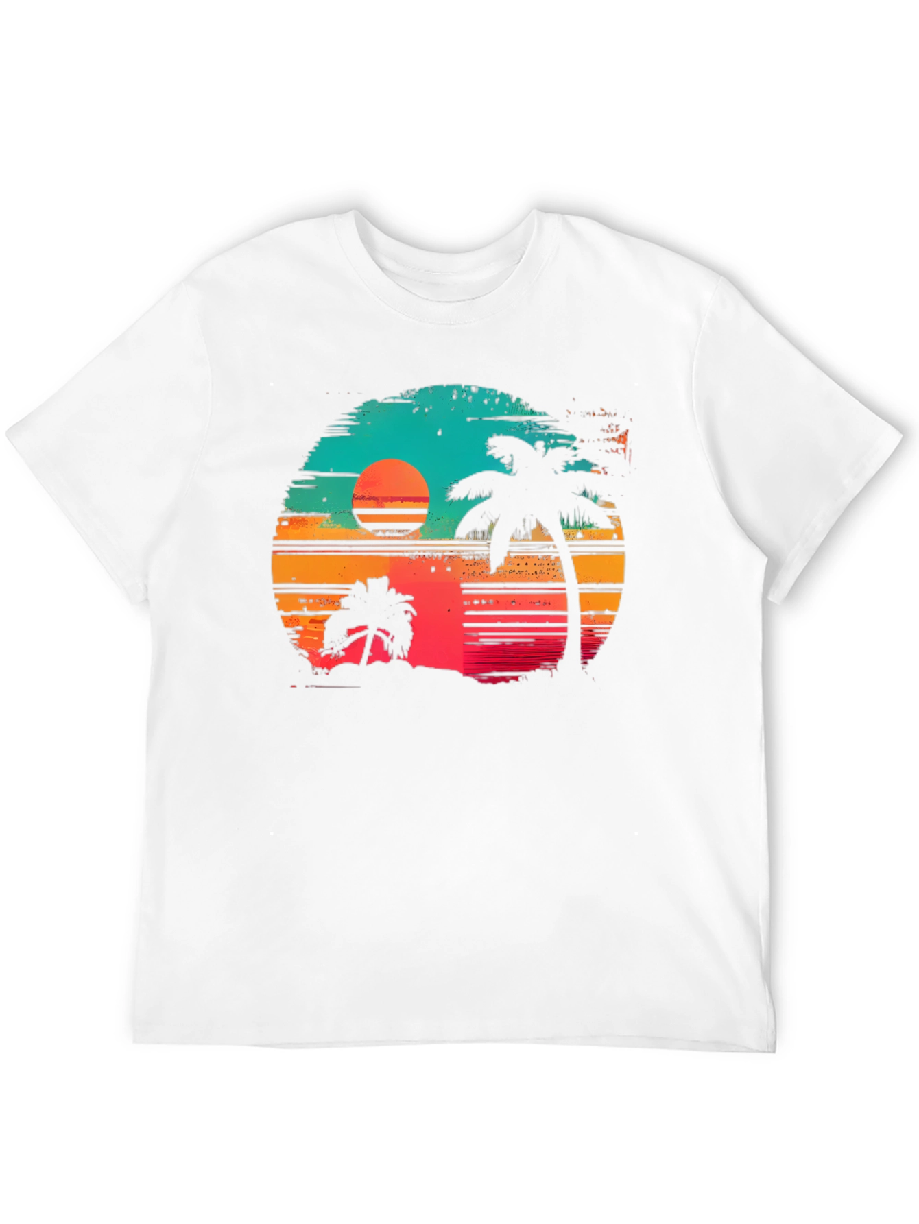 Black Retro Sunset Palm Tree Graphic T-Shirt view 12