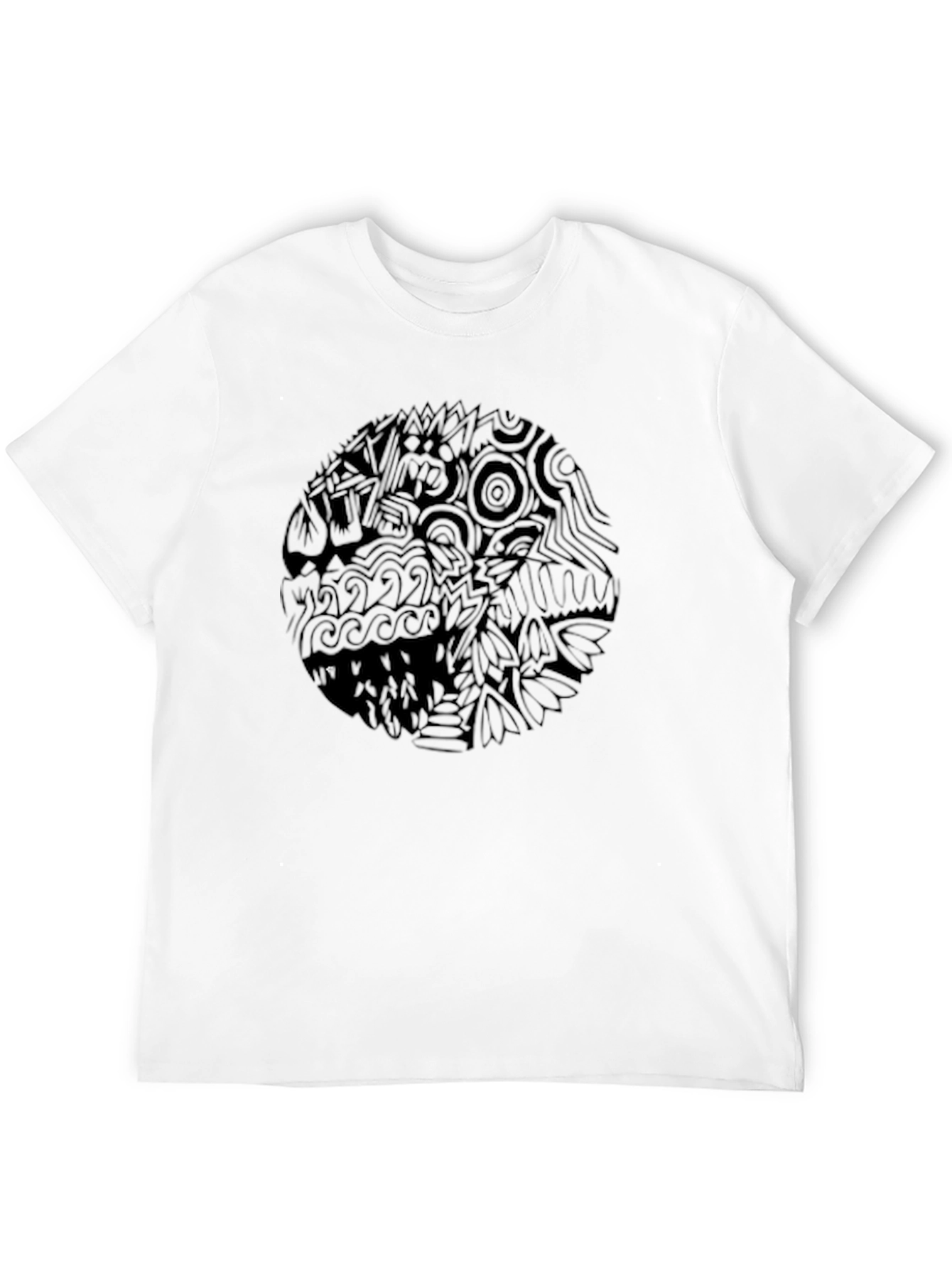 Abstract Graphic Print Men's Black T-Shirt - 12