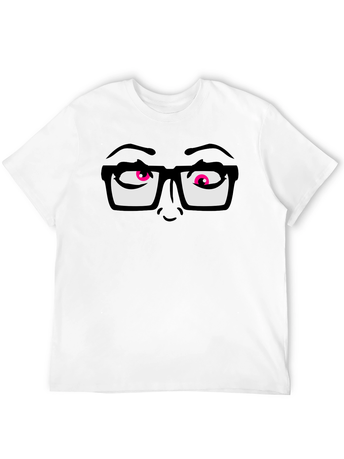 Black Funny Graphic T-Shirt with Cartoon Eyes and Glasses view 12