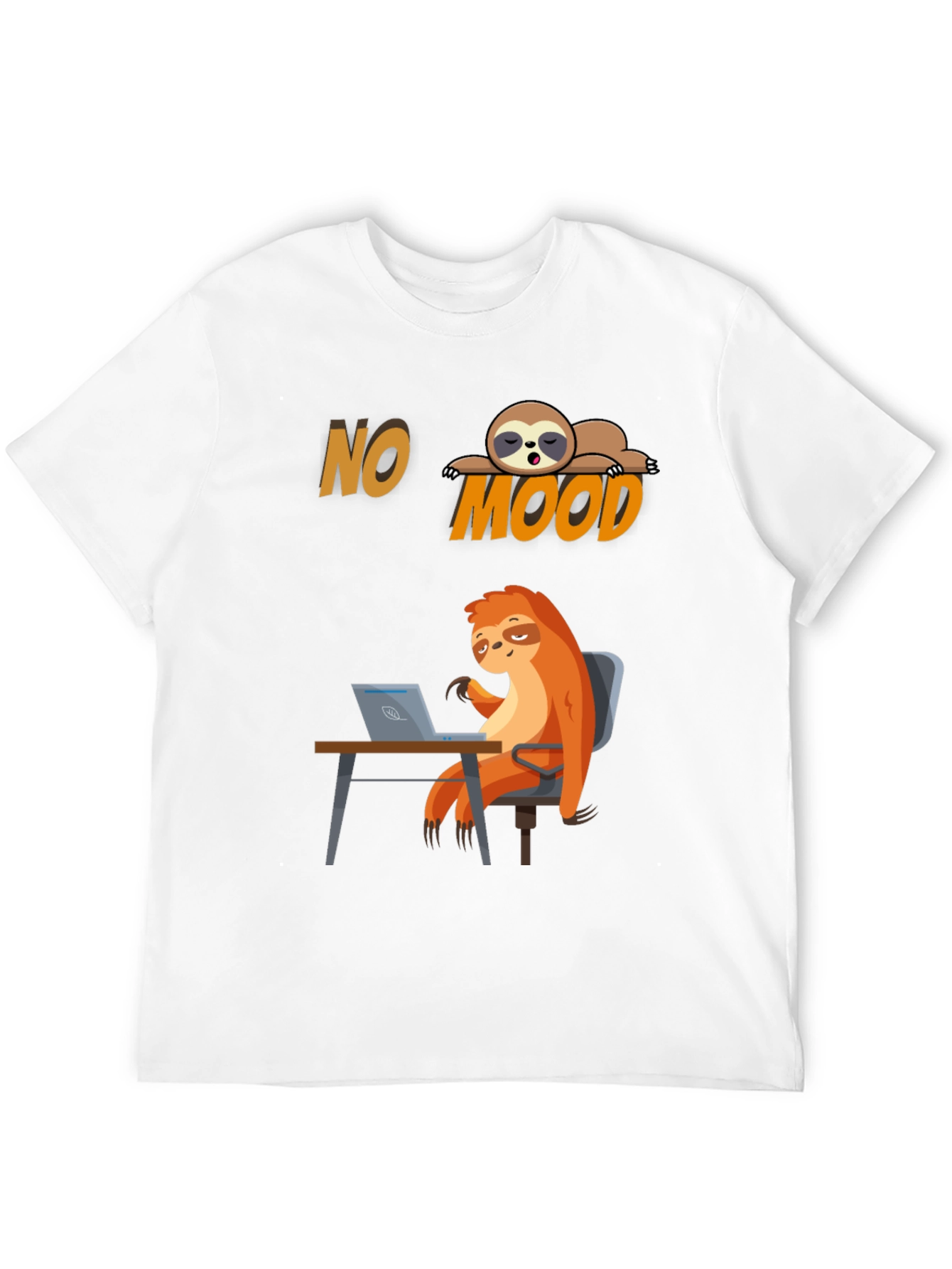 Black No Mood Sloth Graphic Tee - Relaxed & Funny view 12