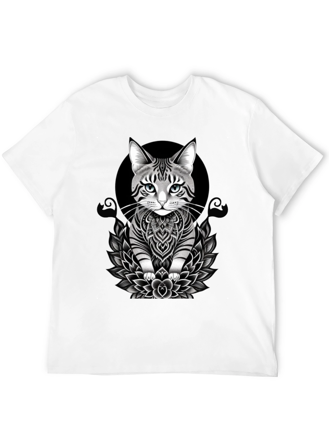 Black Cat Mandala T-Shirt - Artistic Graphic Tee view 12