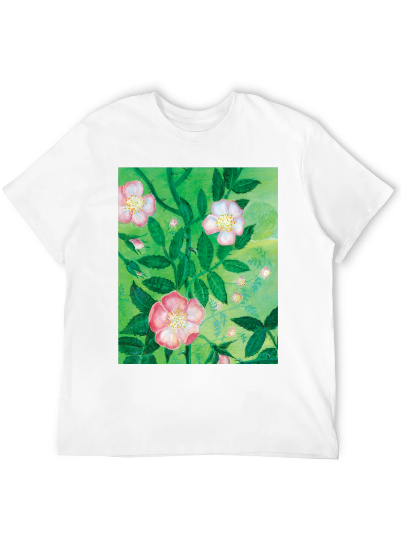 Black Floral Print T-Shirt - Artistic Botanical Design view 12