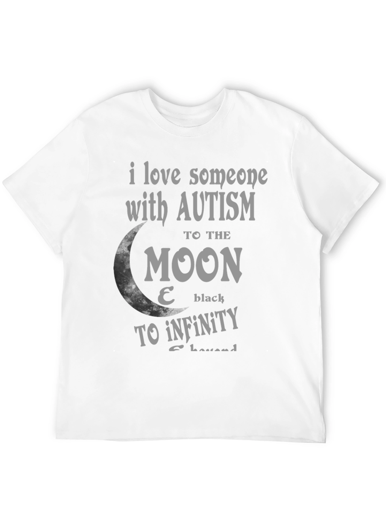 Black Autism Awareness Tee: Love to the Moon & Back T-Shirt view 12