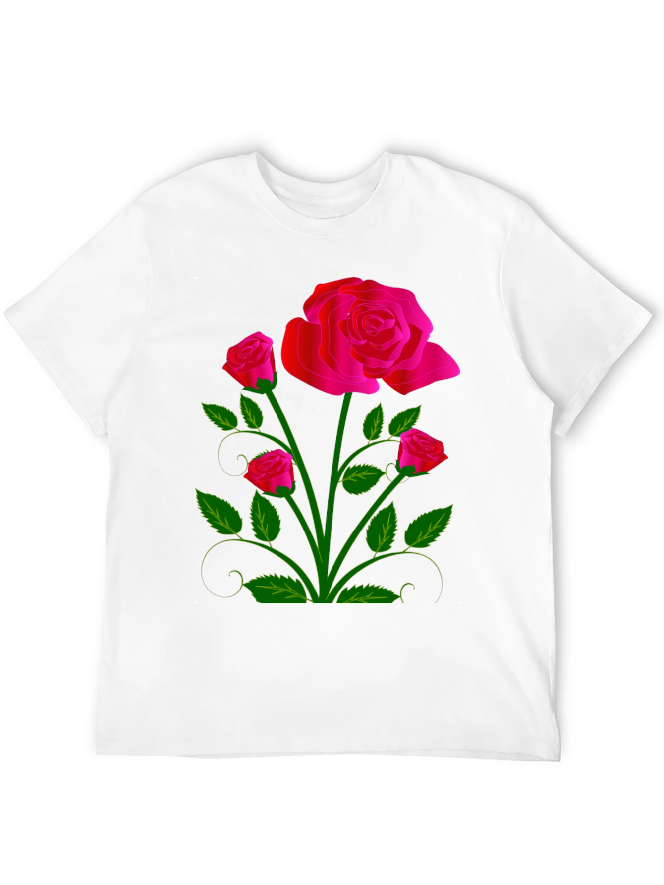Black Black T-Shirt with Vivid Floral Rose Design view 12