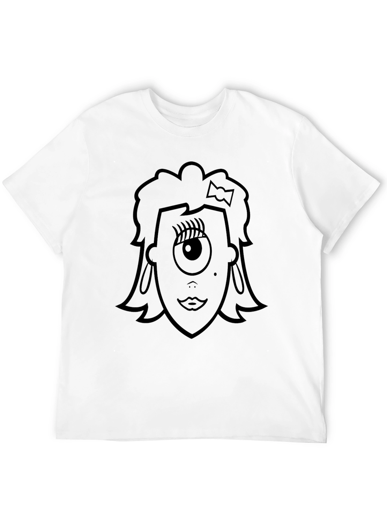 Black One-Eyed Girl Graphic T-Shirt - Black Cotton Tee view 12