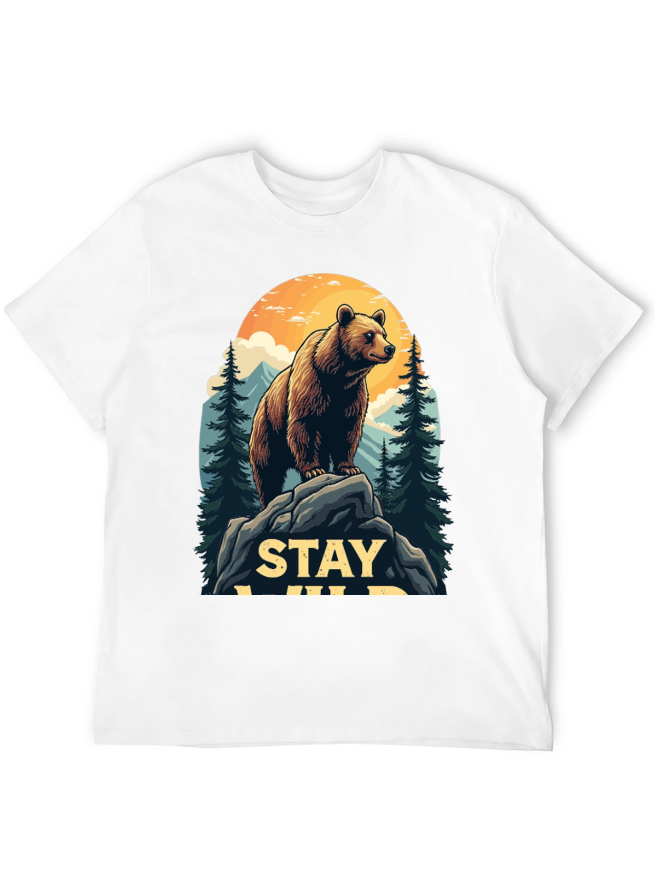 Black Stay Wild Bear Graphic Tee - Men's Black T-Shirt view 12