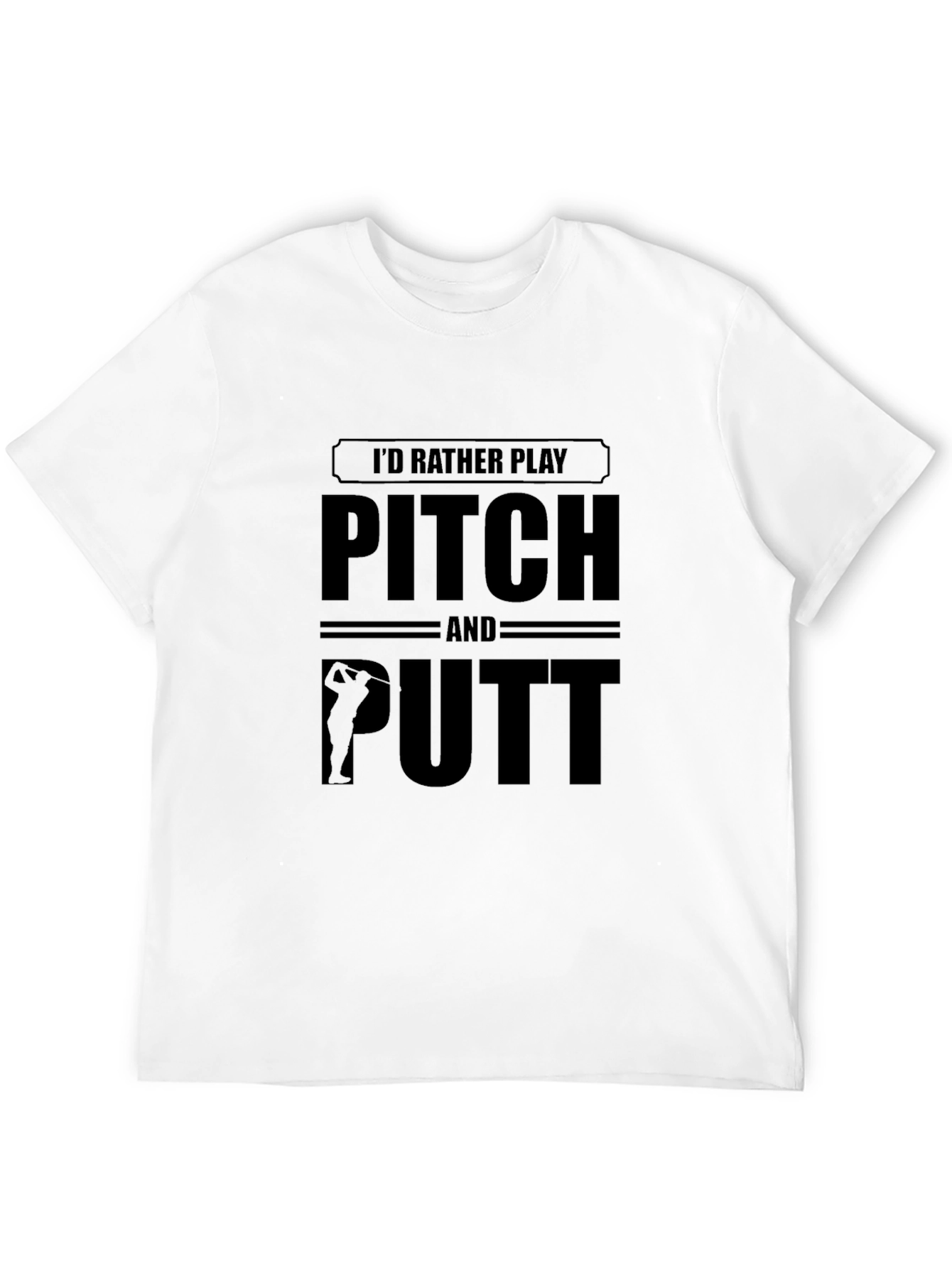 Black Pitch and Putt Black T-Shirt for Golf Lovers view 12