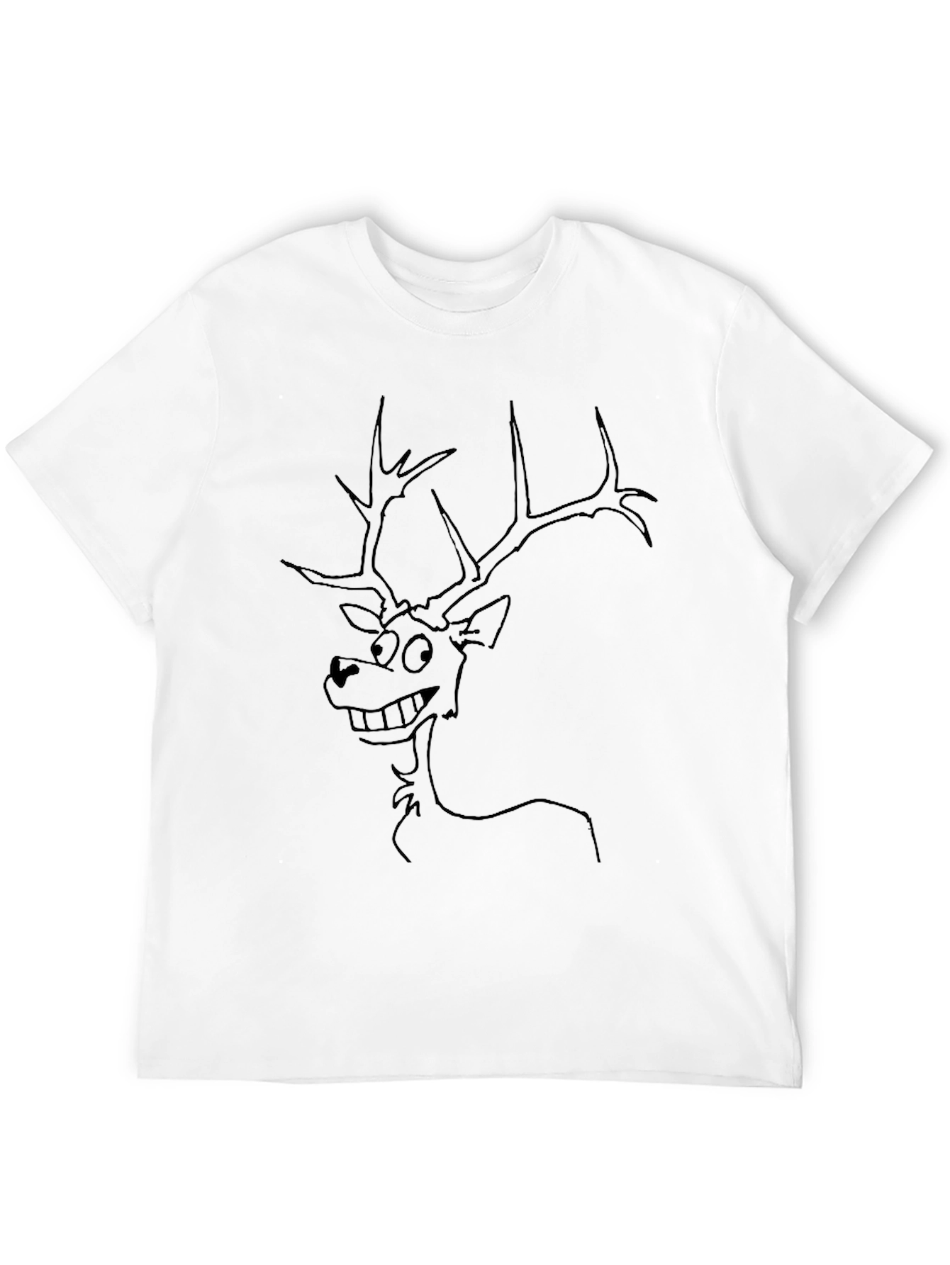 Black Funny Deer Graphic Tee - Black Crew Neck T-Shirt view 12