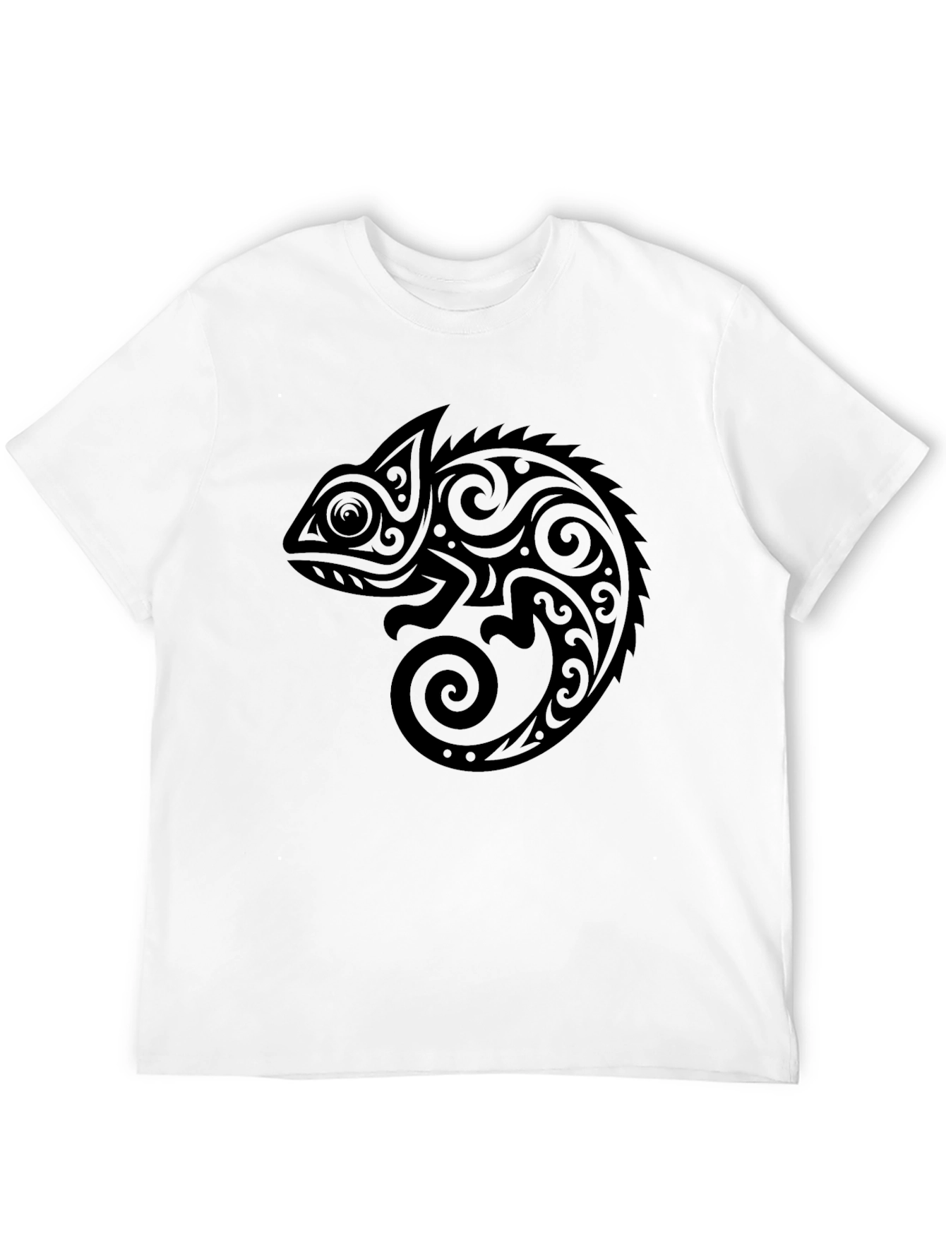 Black Tribal Chameleon Graphic T-Shirt - Black view 12