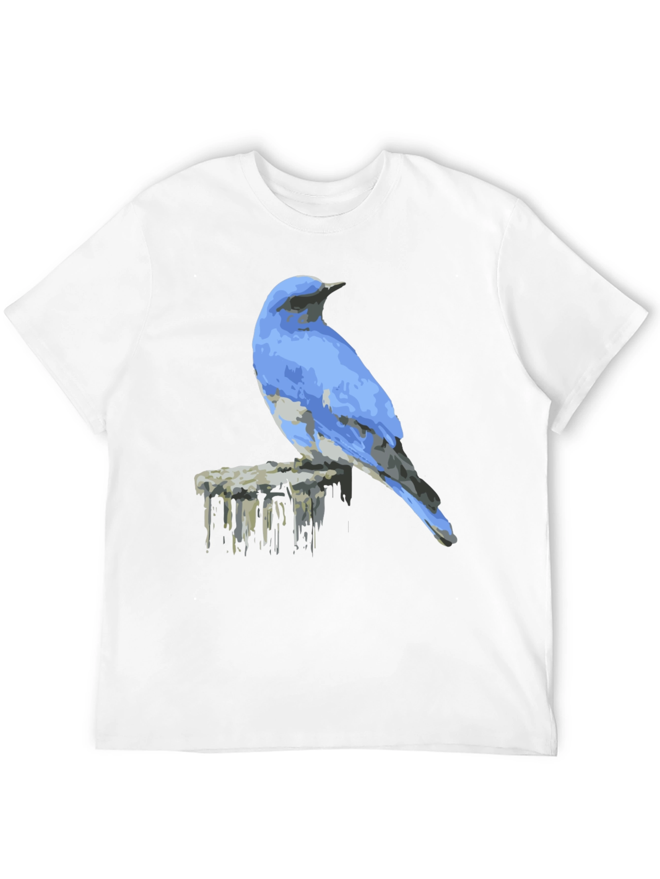 Black Blue Bird on Post Graphic Tee - Black view 12