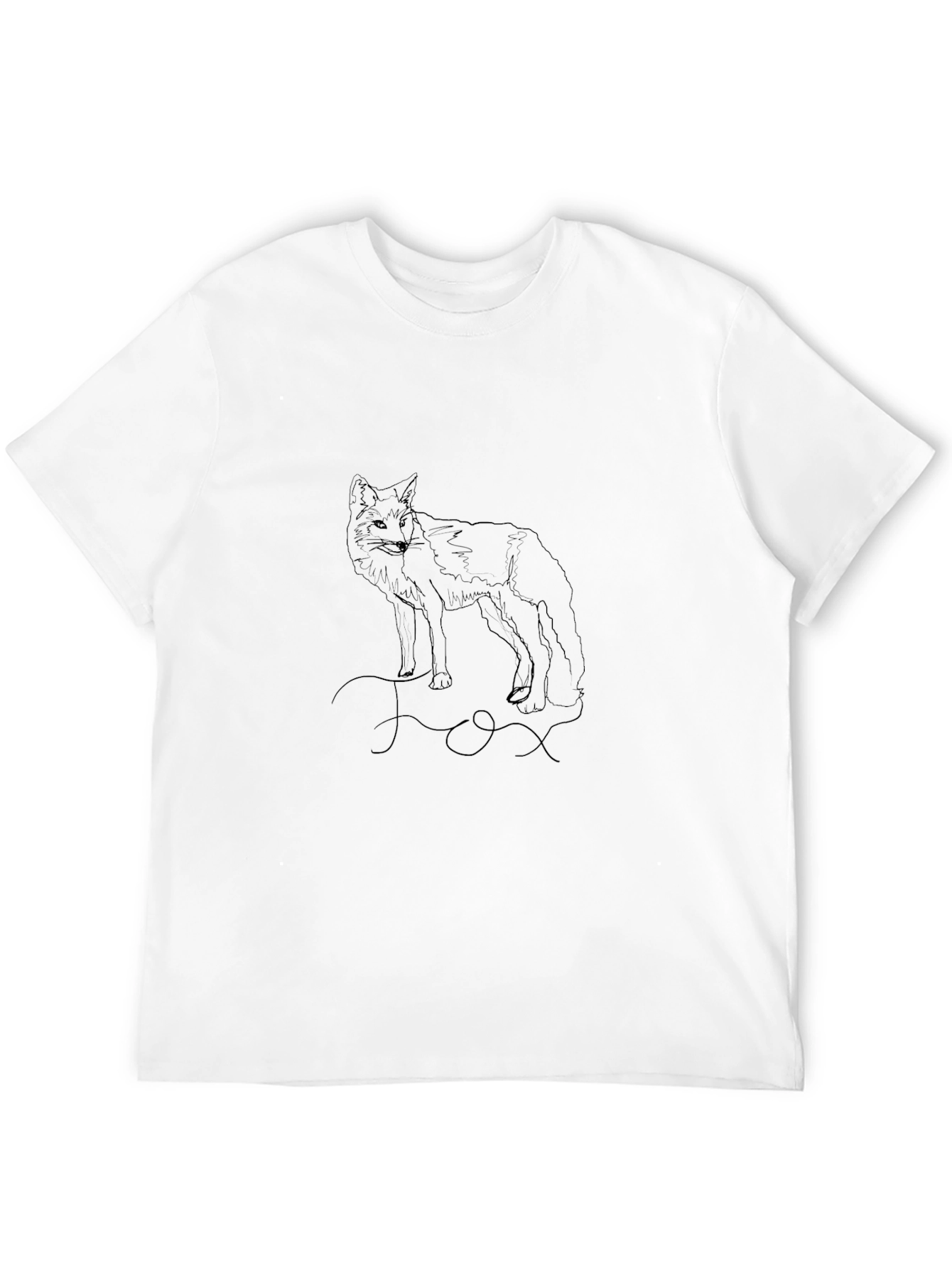 Black Fox Line Art Graphic Tee - Unisex Black T-Shirt view 12