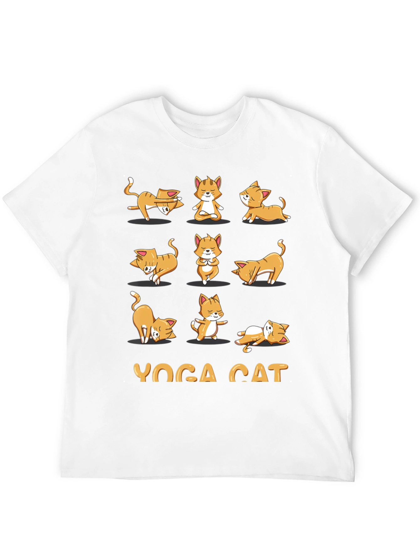 Black Yoga Cat Graphic T-Shirt - Black Cotton Tee view 12