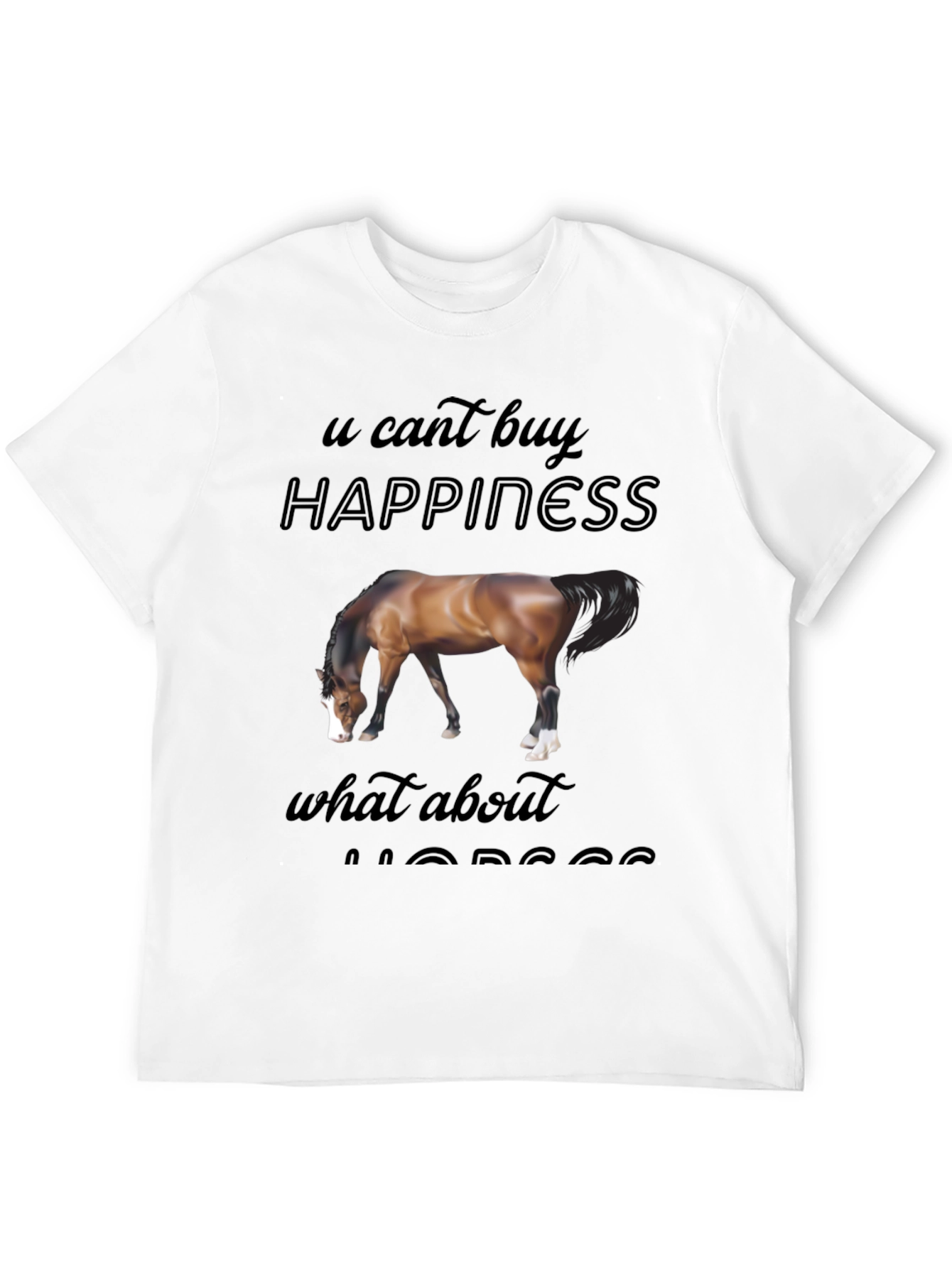 Black Horse Lover T-Shirt: Can't Buy Happiness? What About Horses? view 12