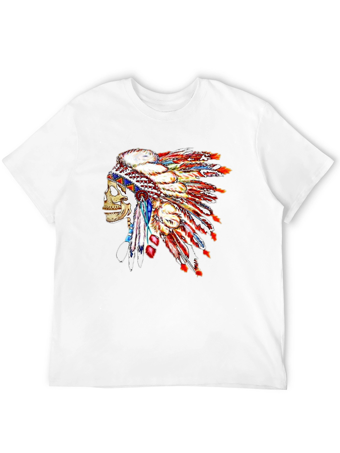 Black Skull Chief Headdress Graphic Tee - Black Cotton Blend view 12