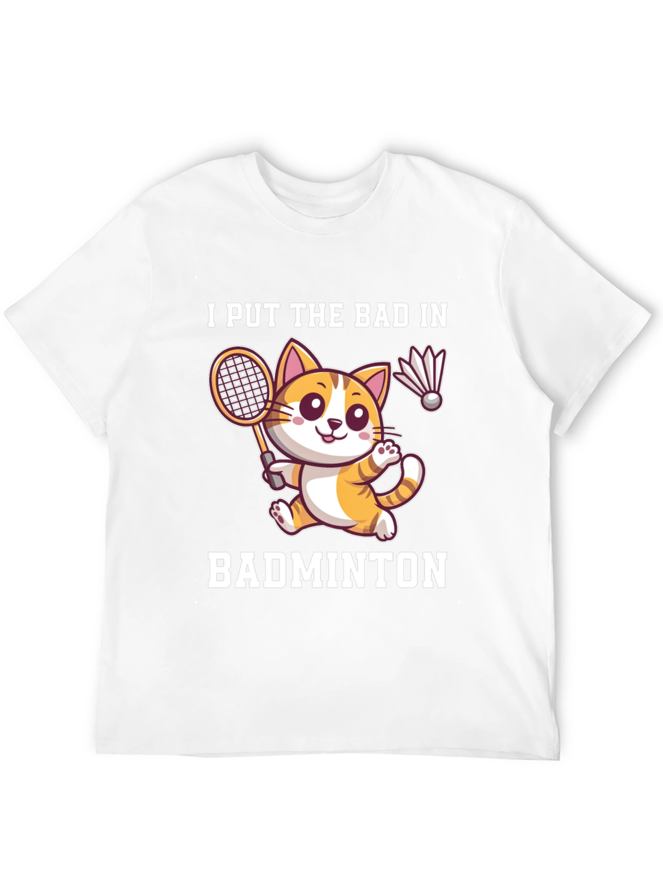 Black Badminton Cat Graphic Tee - Funny Sport Shirt view 12
