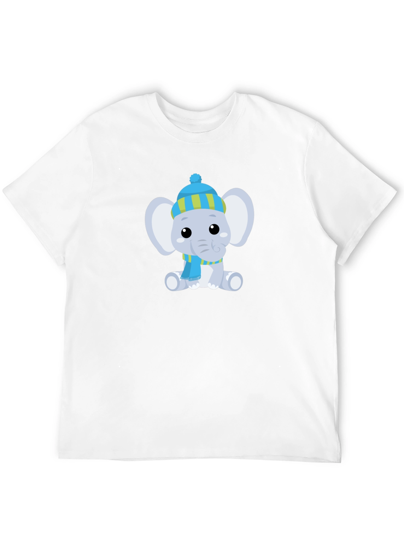 Black Cute Elephant with Hat Graphic Tee view 12