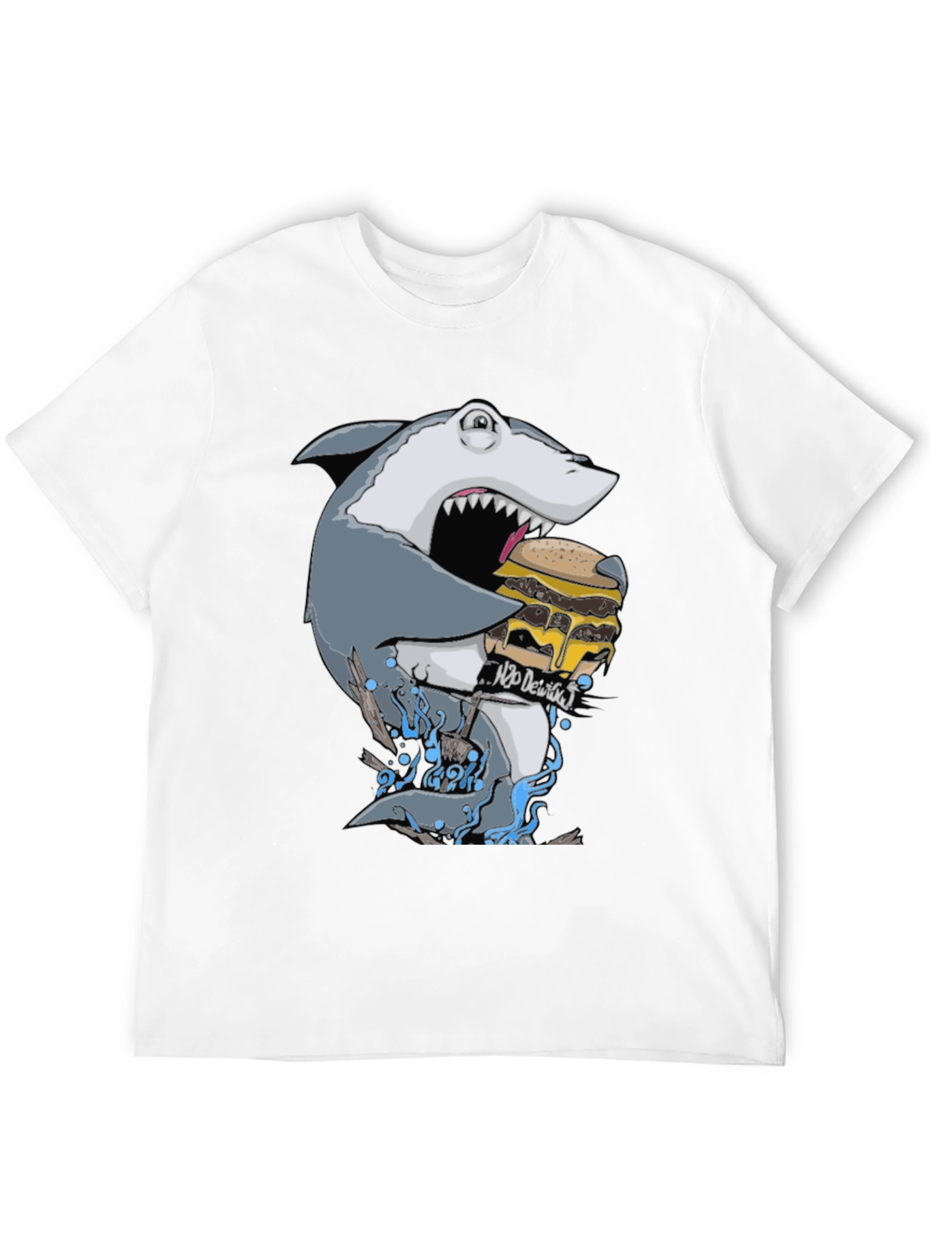 Black Shark Burger Graphic Tee - Black Cotton view 12