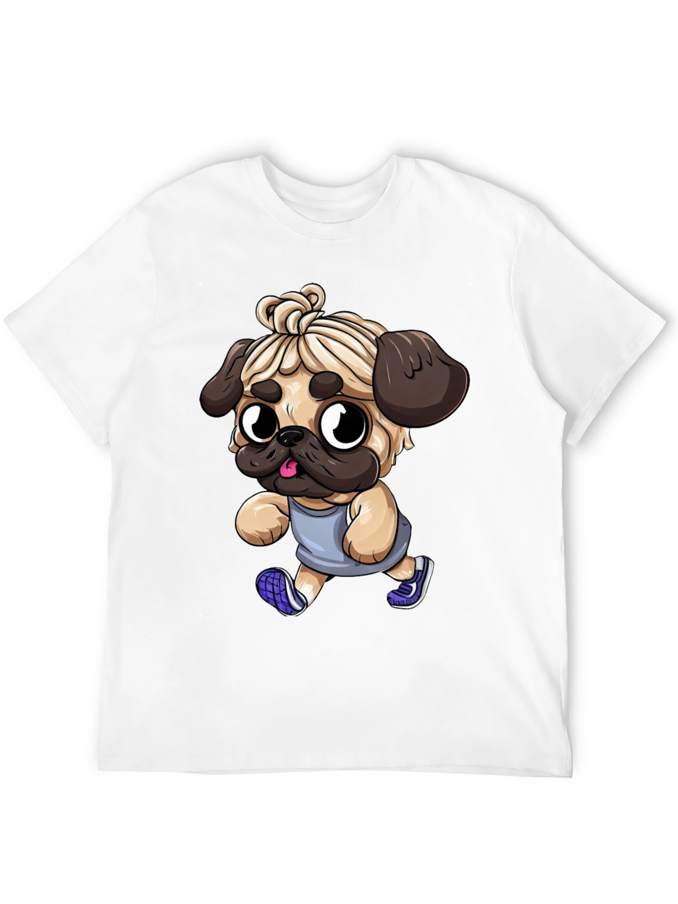 Black Funny Pug Jogger Tee - Men's Black T-Shirt view 12