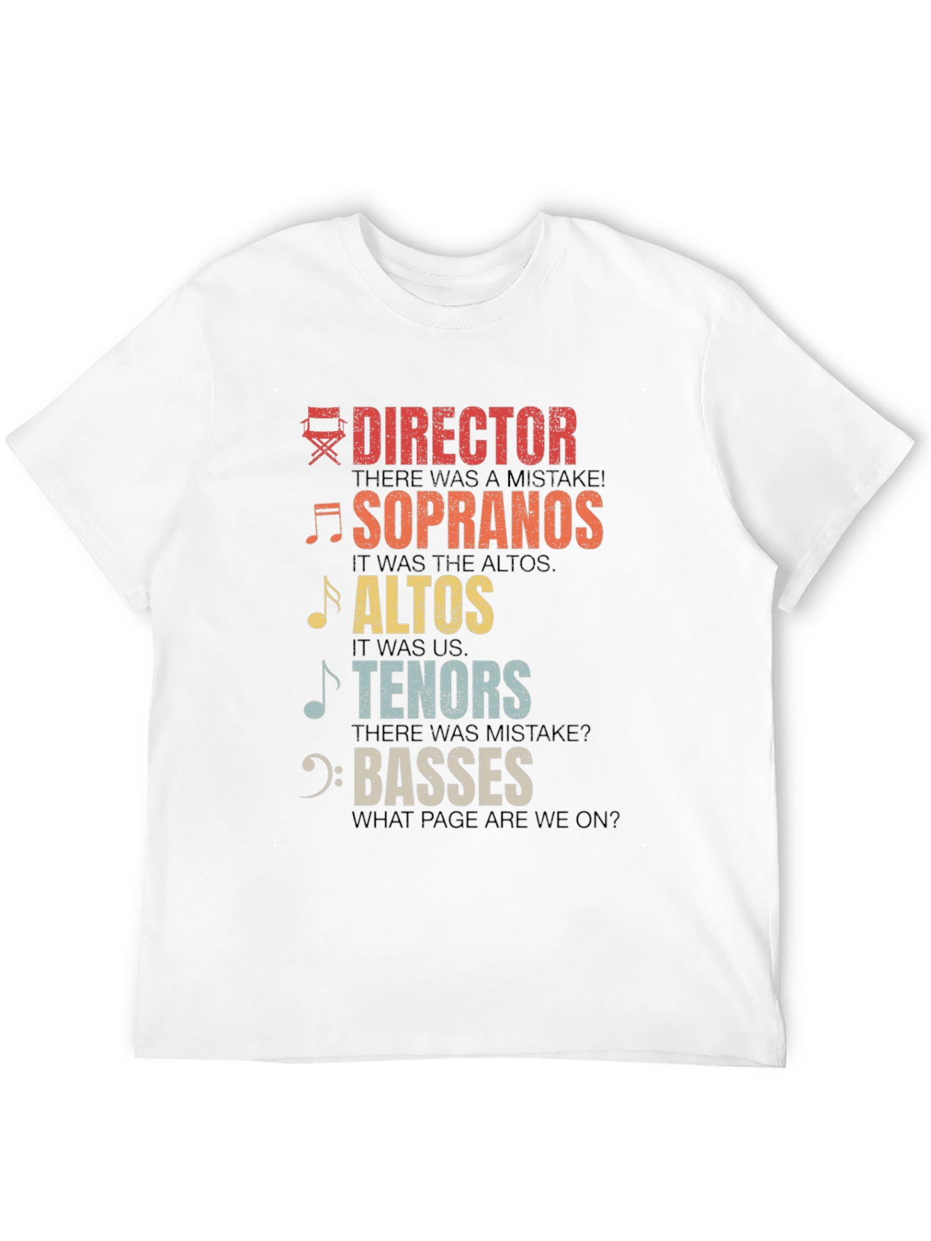 Black Choir Section T-Shirt - Director, Soprano, Alto, Tenor, Bass view 12