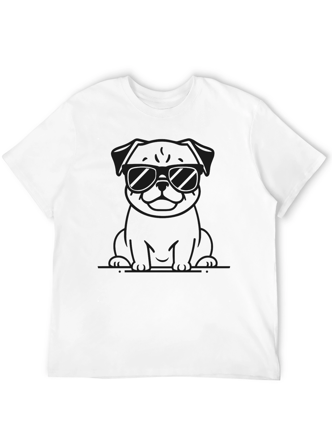 Black Cool Pug in Shades Black T-Shirt view 12