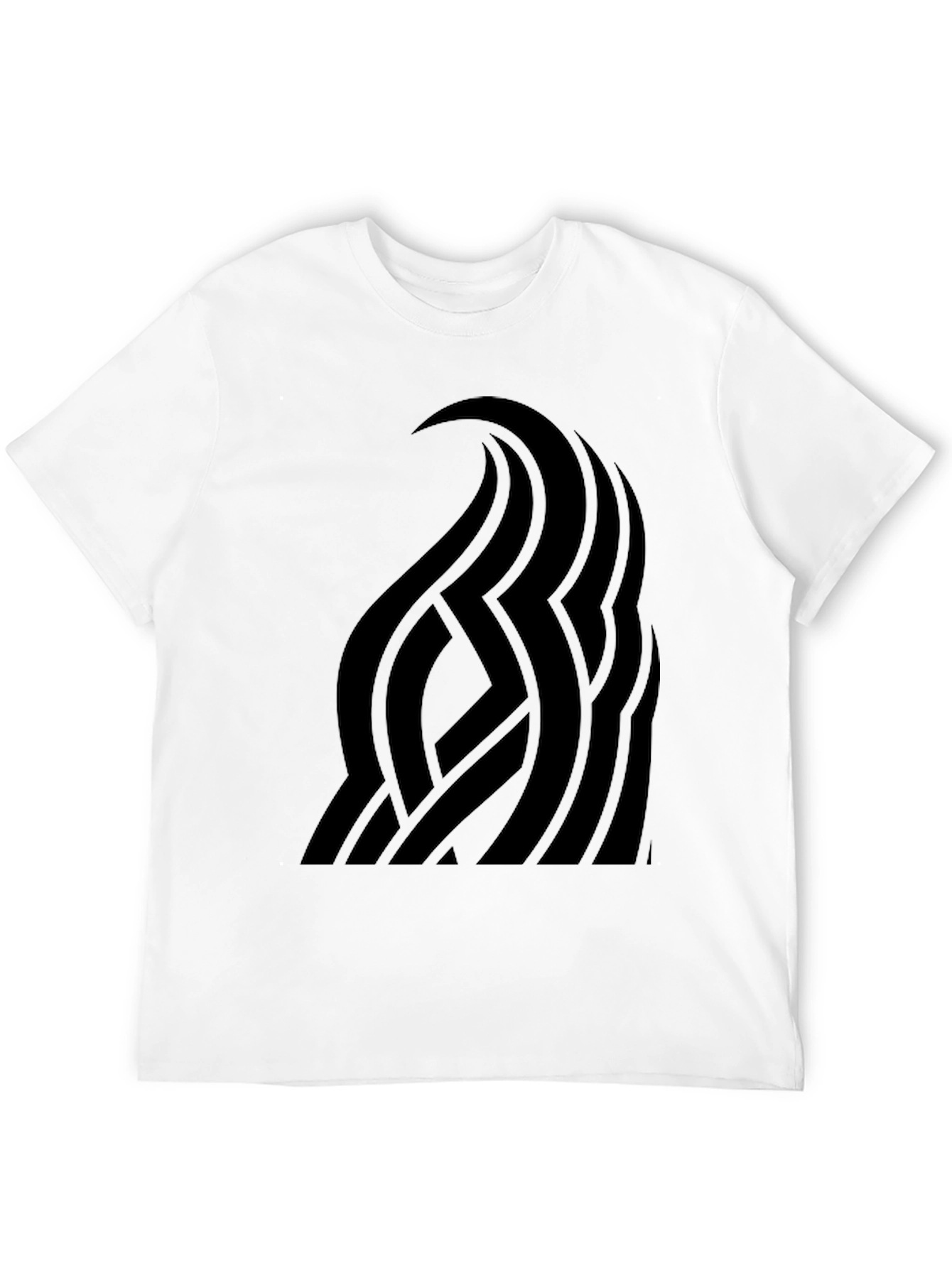 Black Men's Black Graphic Tee - Abstract Wave Design view 12
