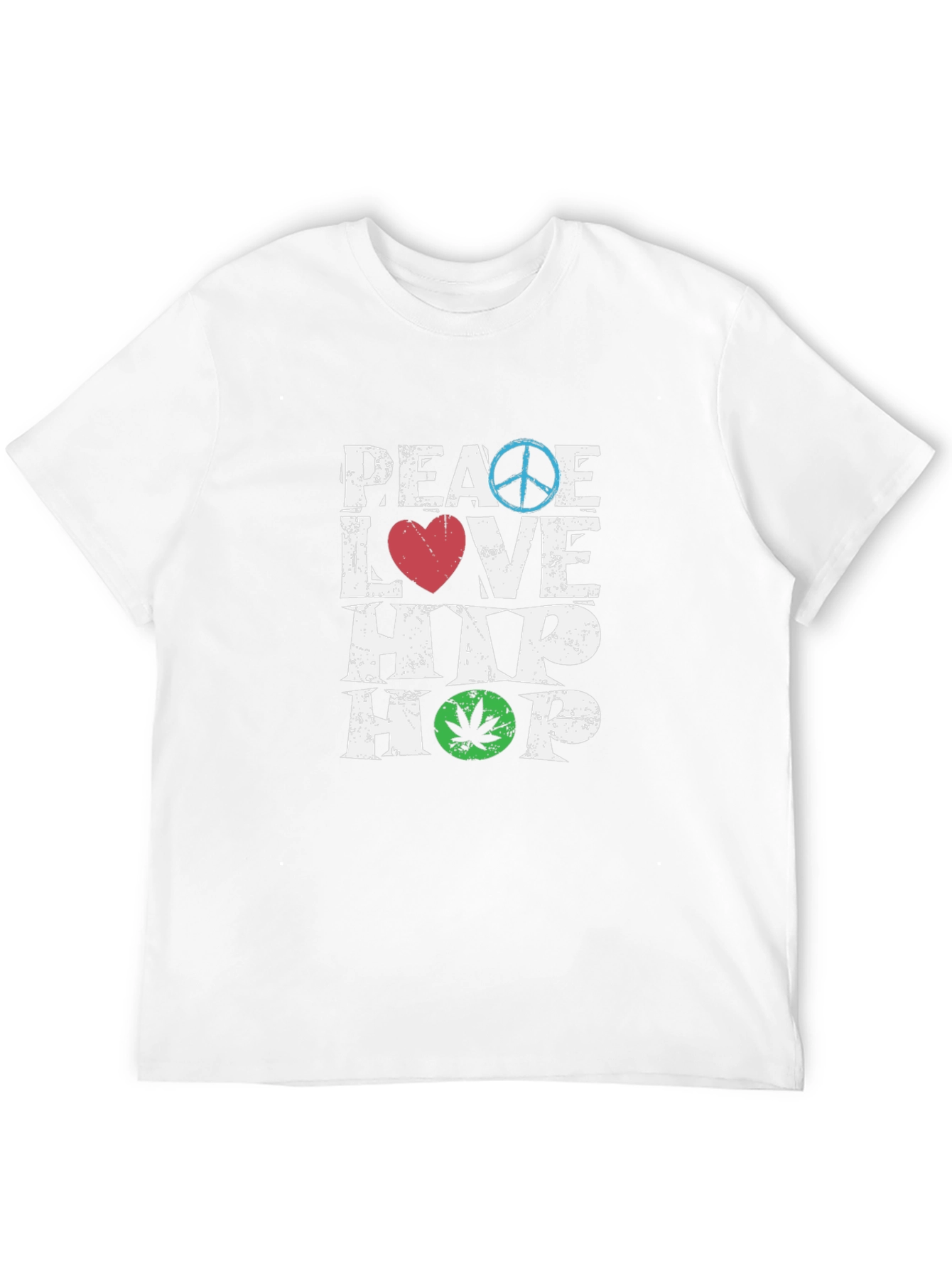 Black Peace Love Hip Hop T-Shirt - Graphic Print Crew Neck Tee view 12