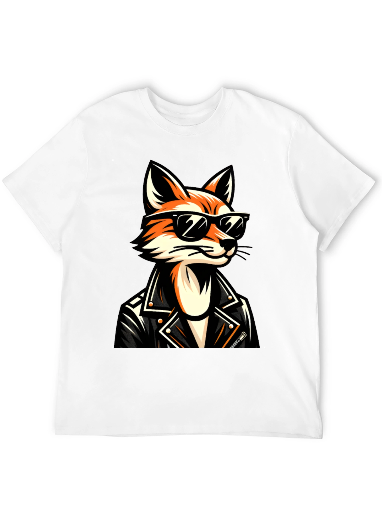 Black Cool Fox Graphic Tee - Black Cotton T-Shirt view 12