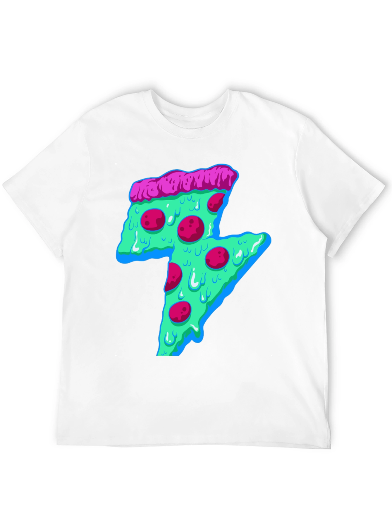 Black Neon Pizza Lightning Bolt Graphic Tee view 12