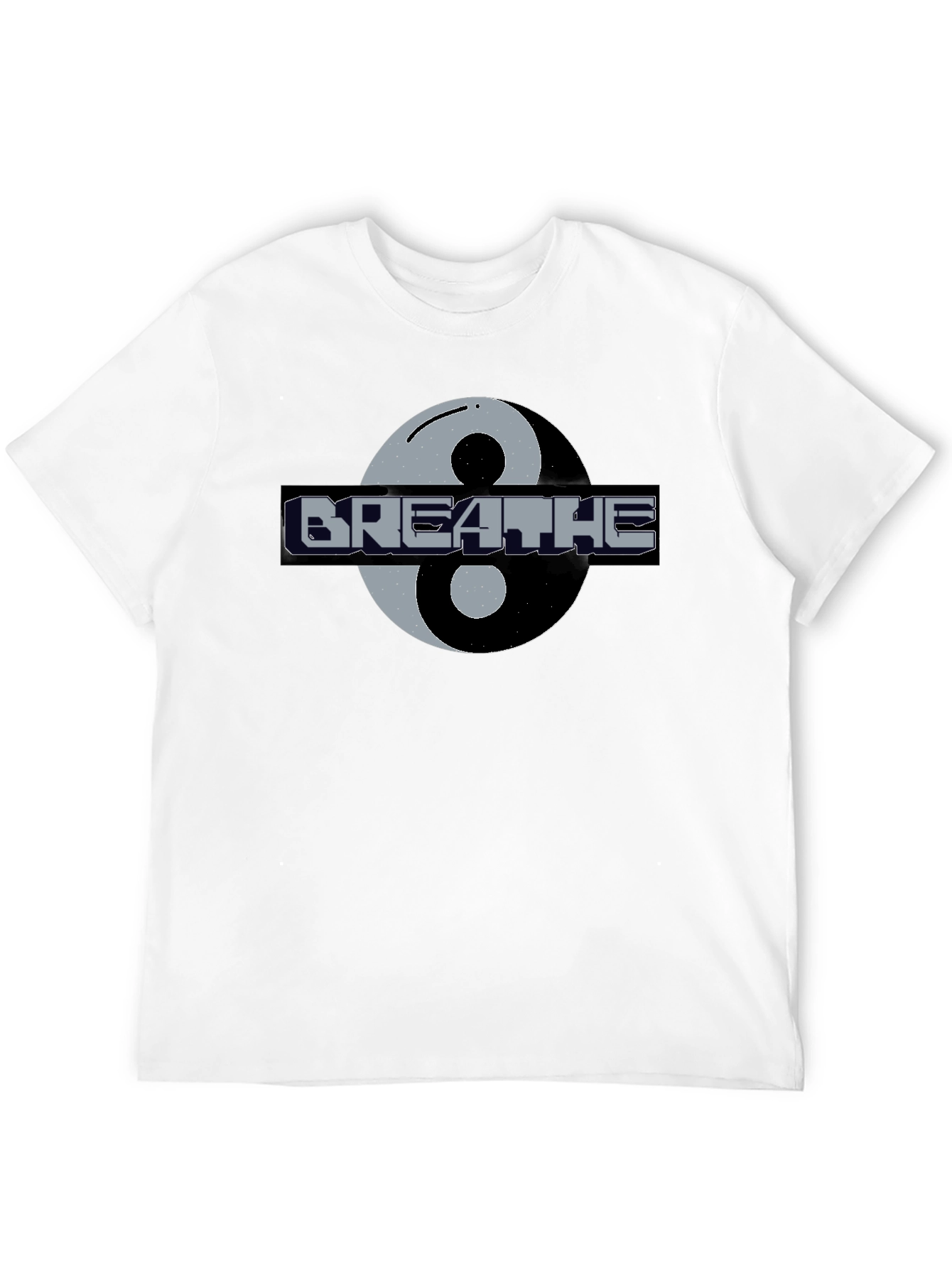 Black Breathe Yin Yang Graphic T-Shirt - Black Casual Tee view 12