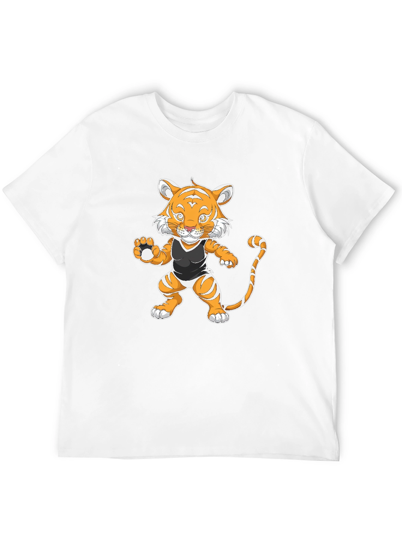 Black Cartoon Tiger Graphic Tee - Black view 12